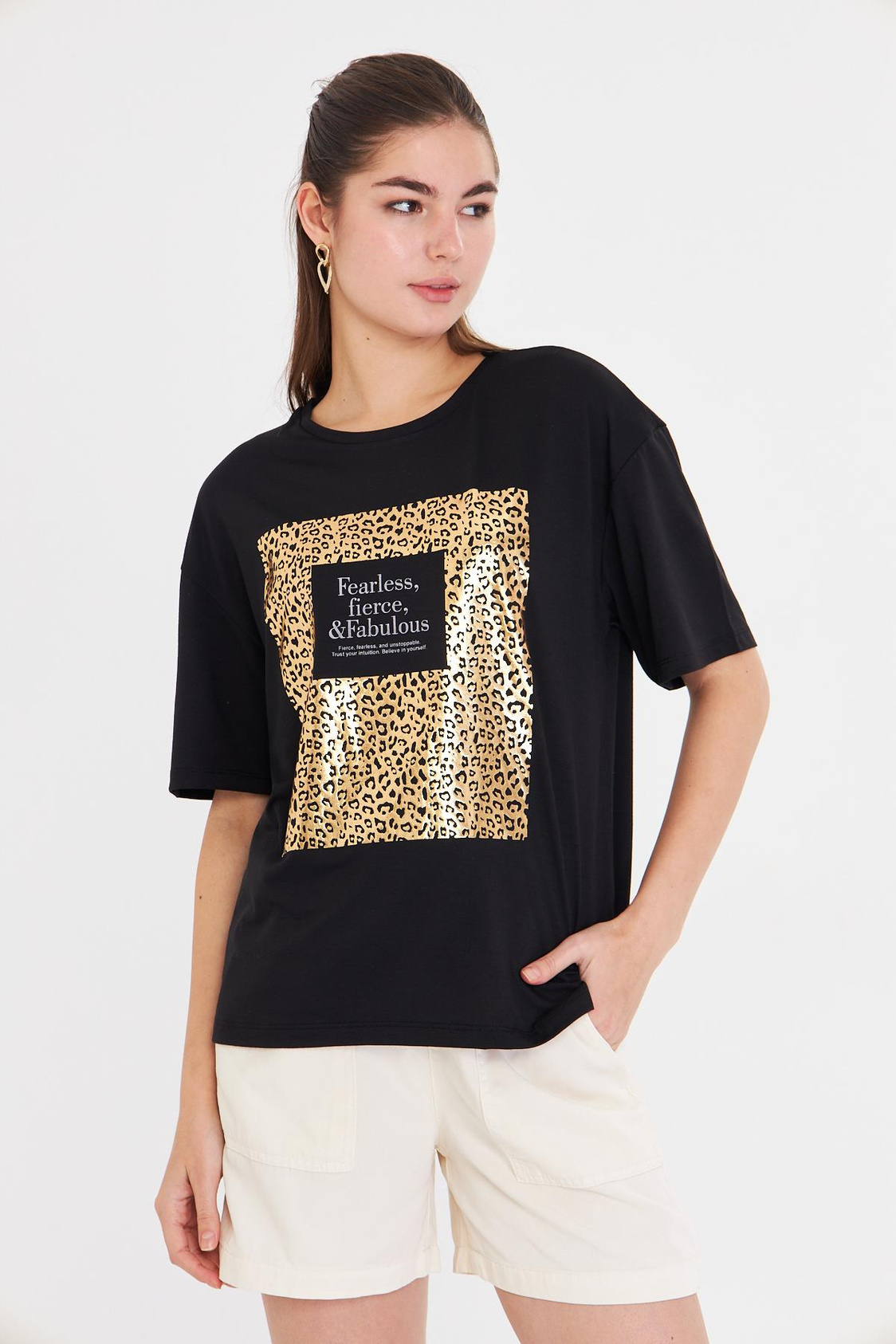 Baskılı Basic T-shirt - Siyah