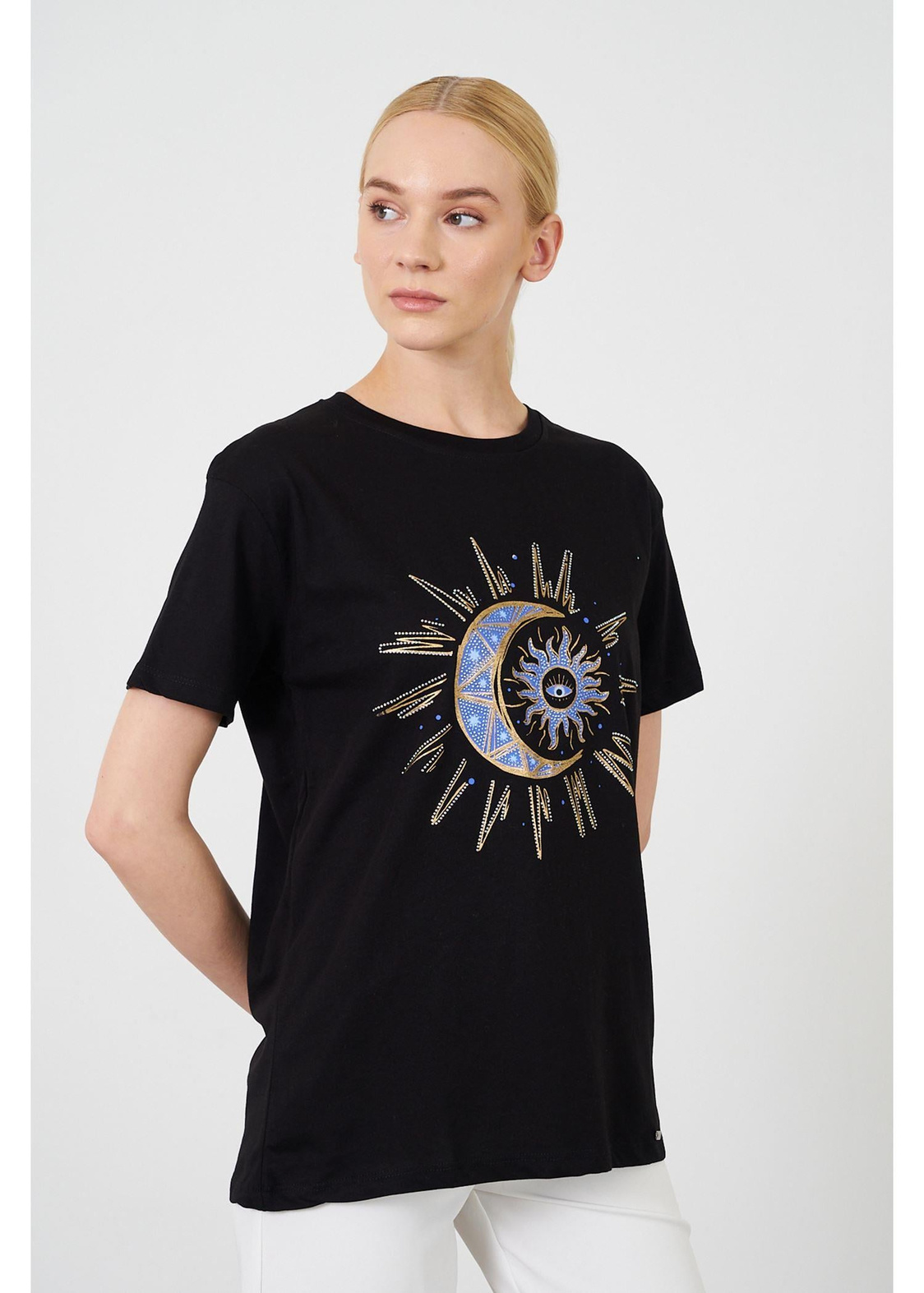 Baskılı Basic T-shirt-Siyah