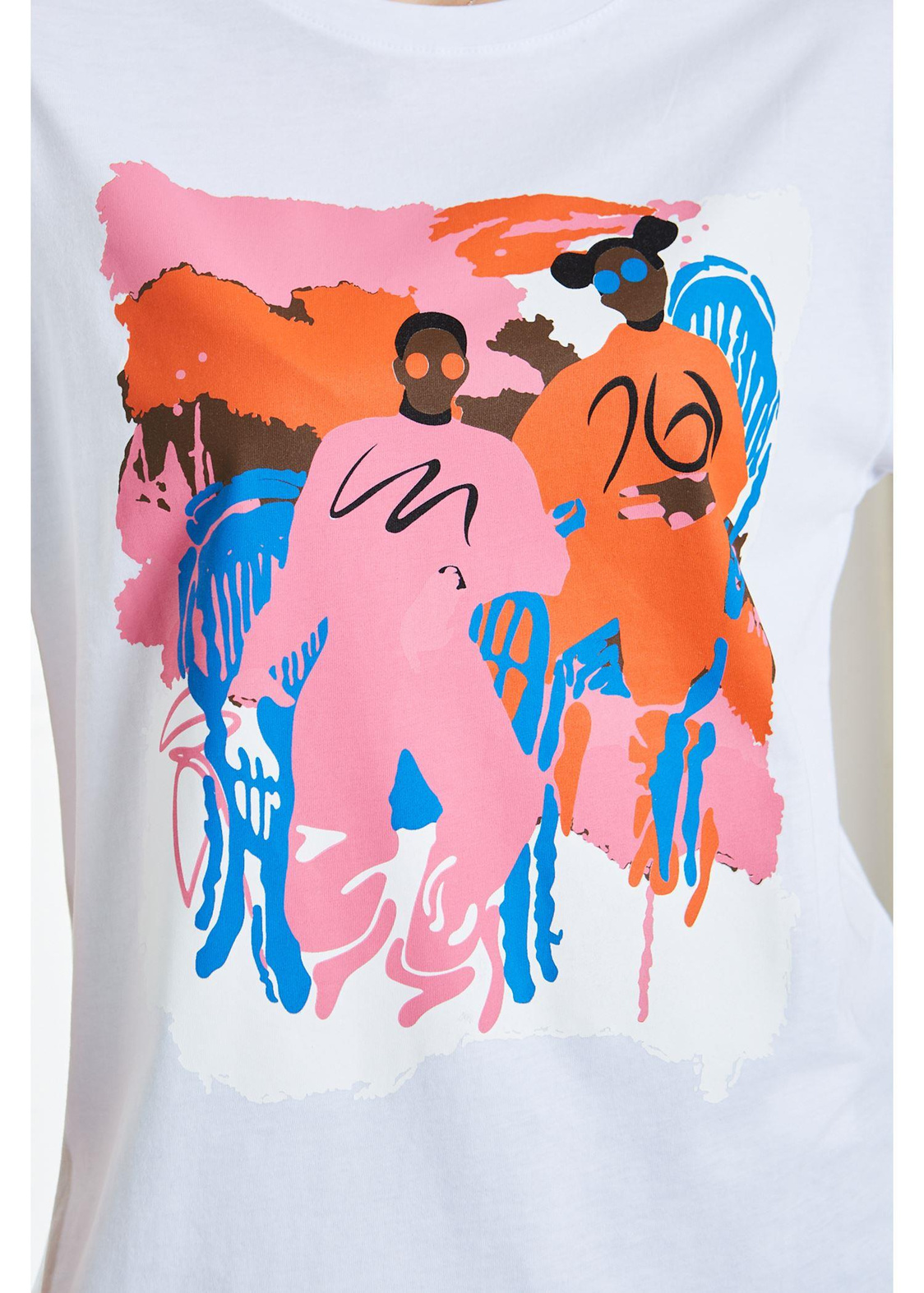 Baskılı Tshirt-Beyaz
