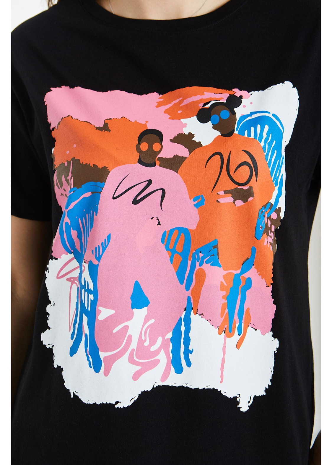Baskılı Tshirt-Siyah