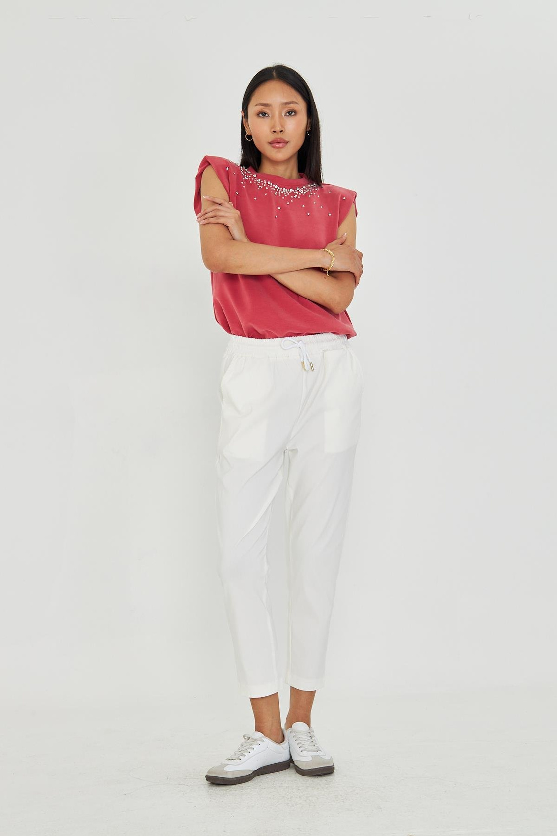 Beli Lastikli Fleto Cepli Pantolon - Ekru