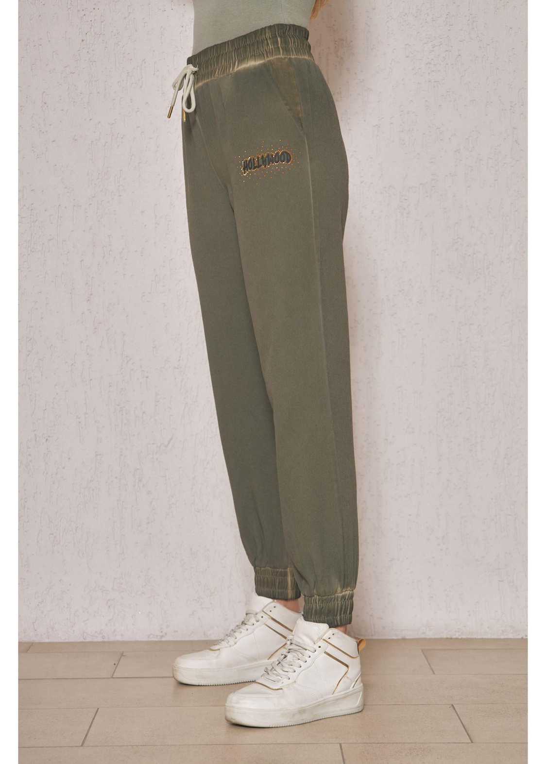 Beli Lastikli Jogger Pantolon-Haki