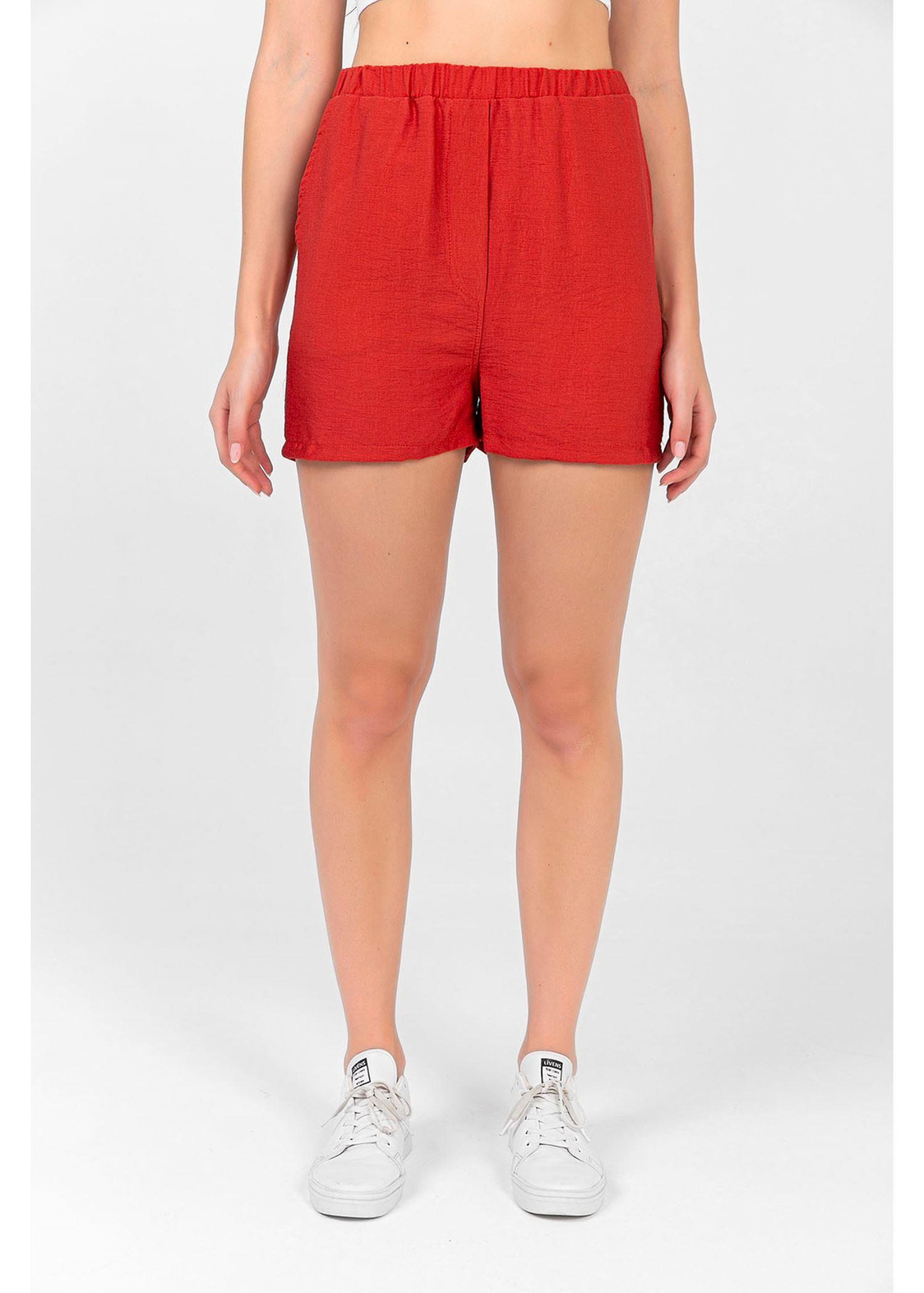 Beli Lastikli Keten Şort