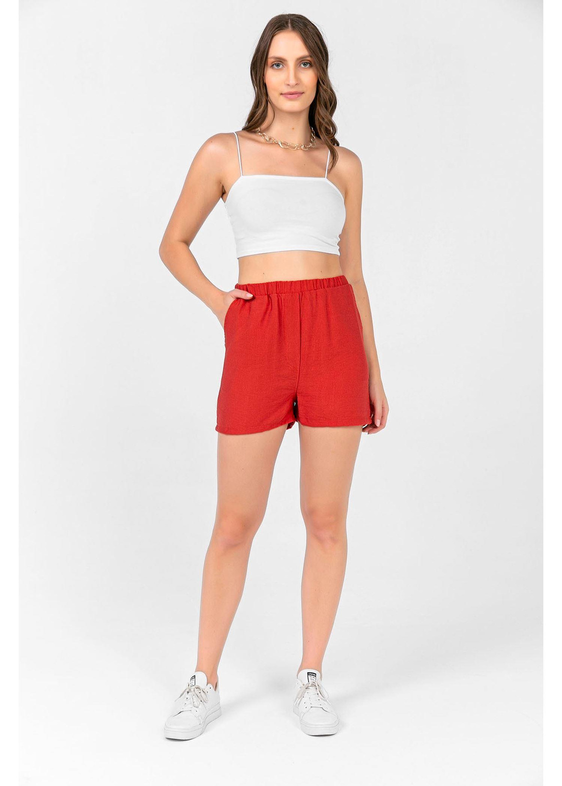 Beli Lastikli Keten Şort