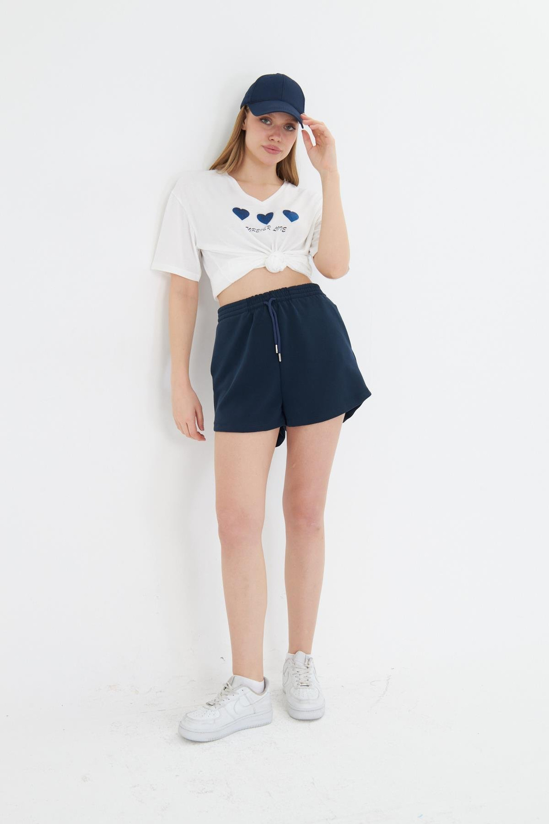 Beli Lastikli Modal Şort - Lacivert