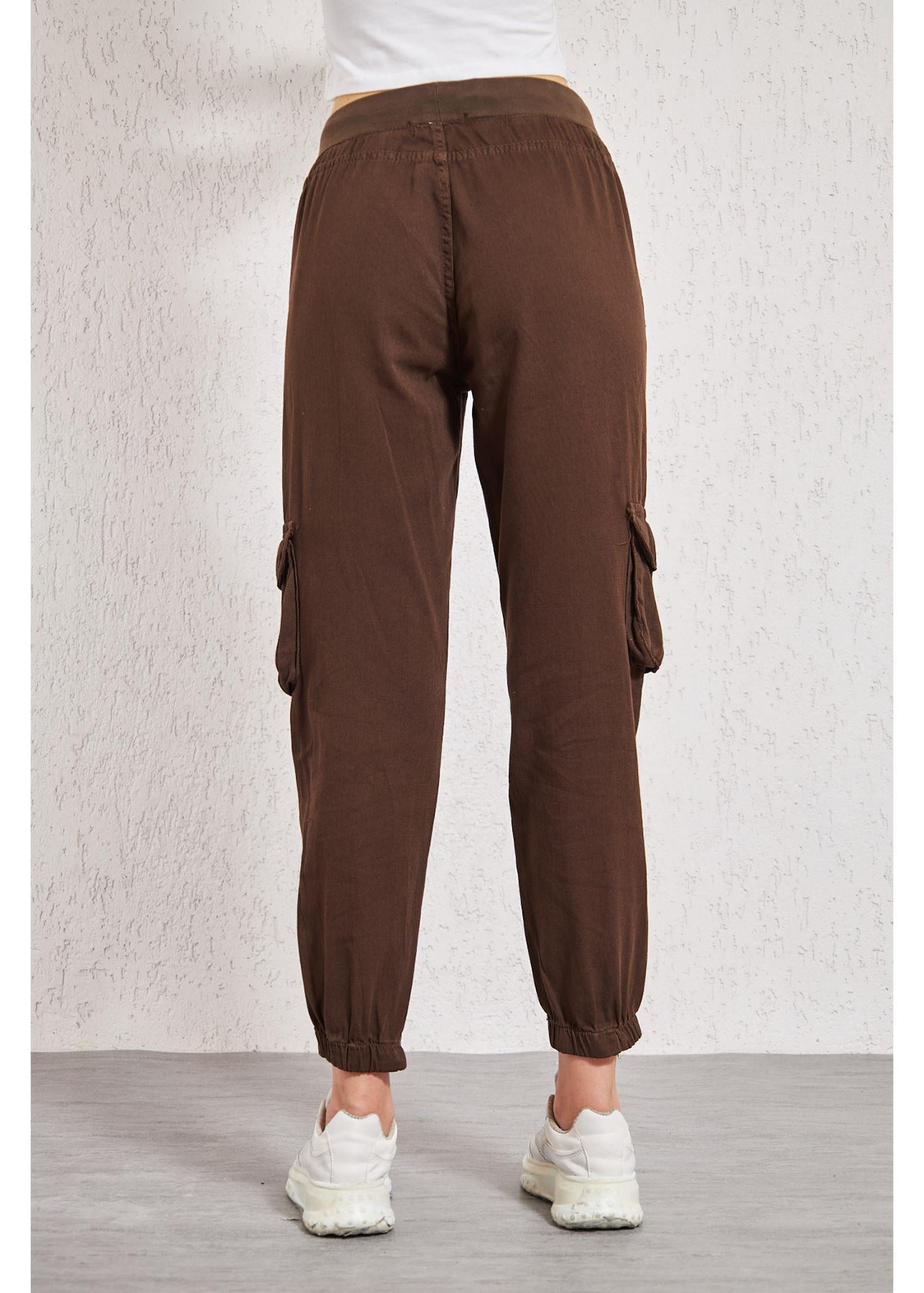 Beli Ribanalı Kargo Cep Pantolon-Kahve