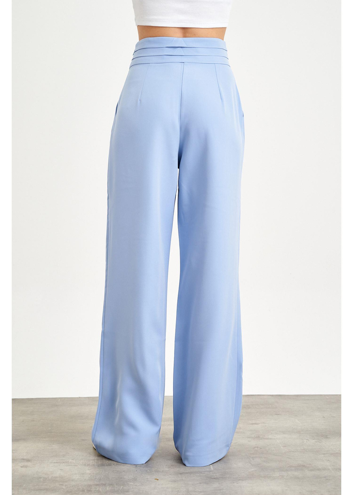 Beli Şeritli Palazzo Atlas Pantolon-İndigo