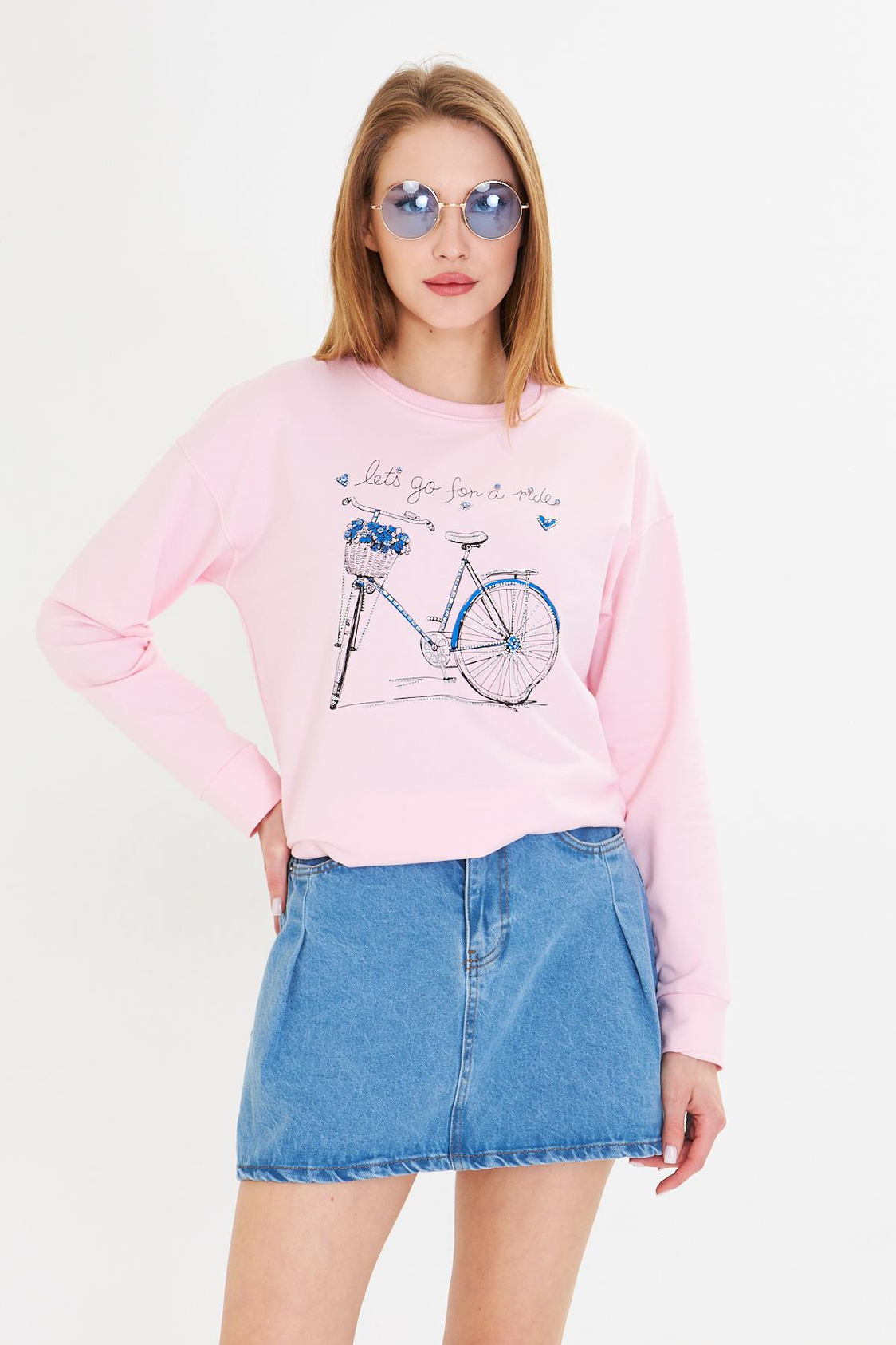 Bisiklet Baskılı İki İplik Sweatshirt