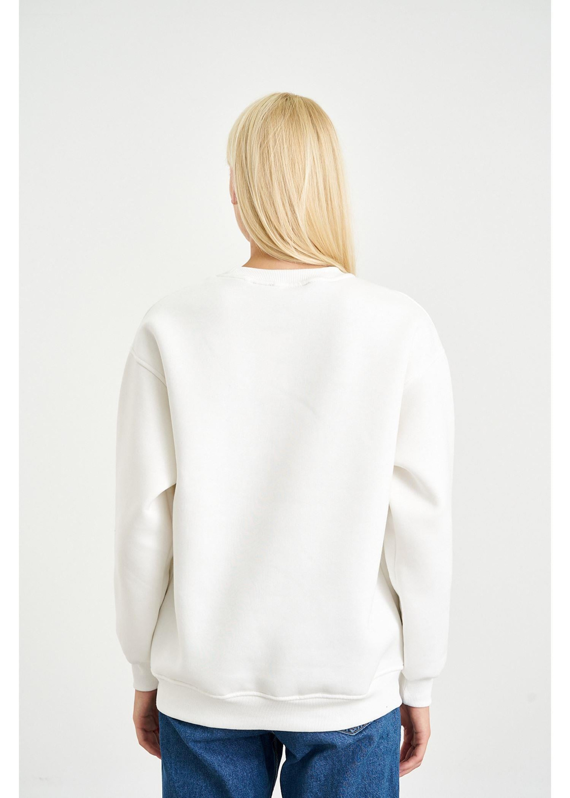 Bisiklet Baskılı Sweatshirt-Ekru