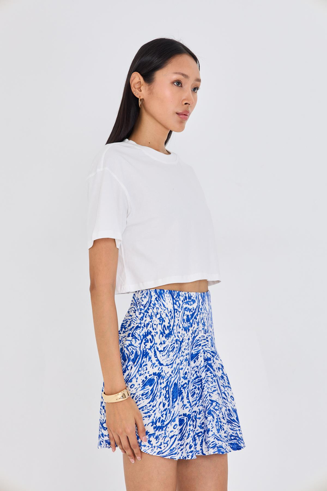 Bisiklet Yaka Crop Tişört