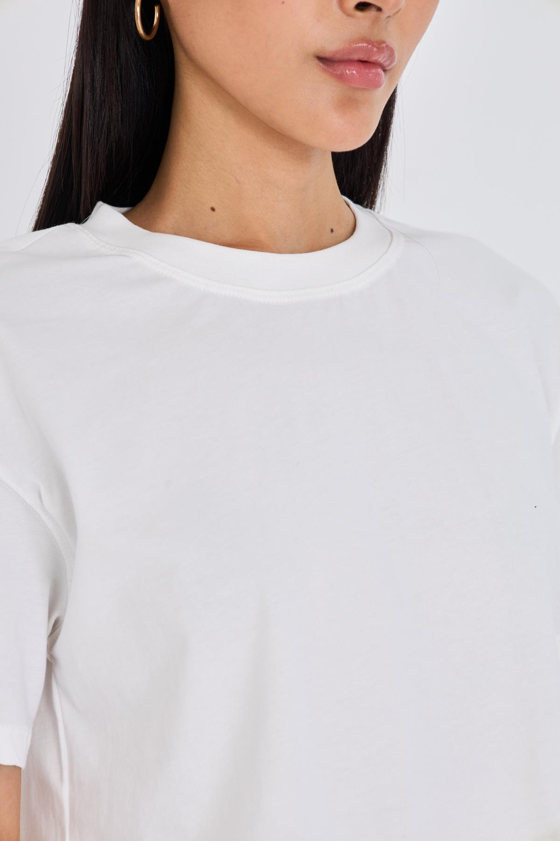 Bisiklet Yaka Crop Tişört