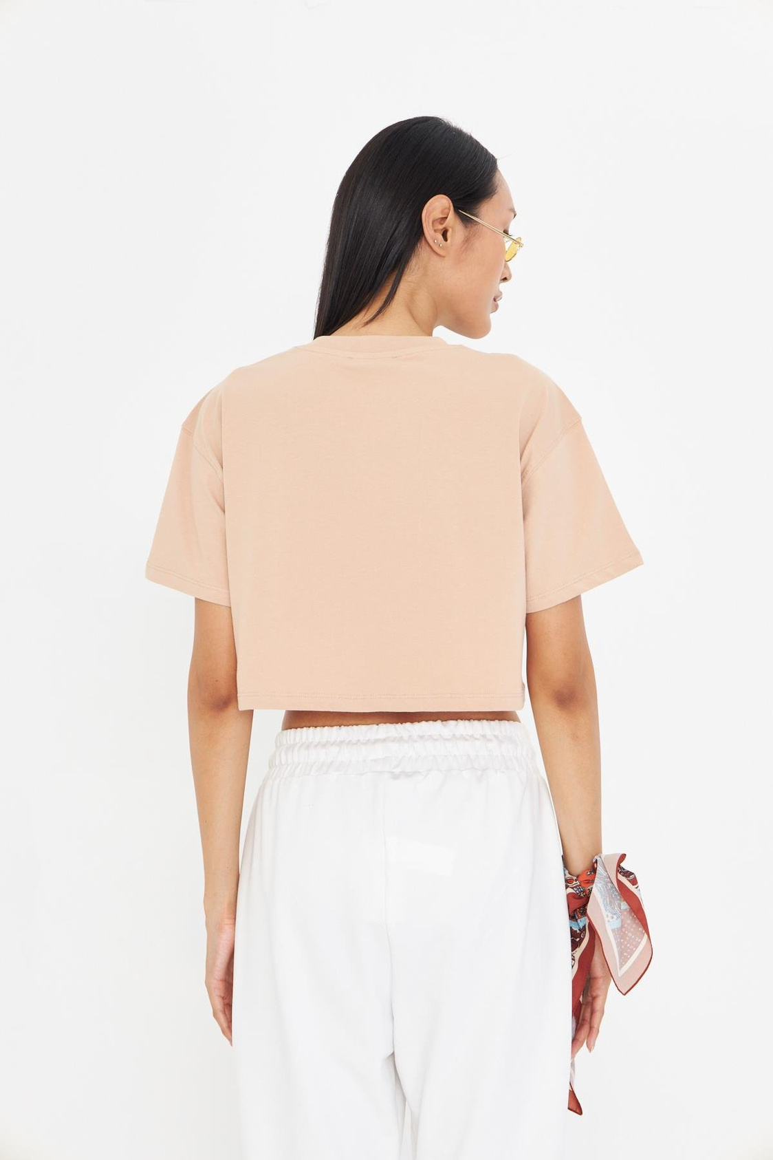 Bisiklet Yaka Crop Tişört