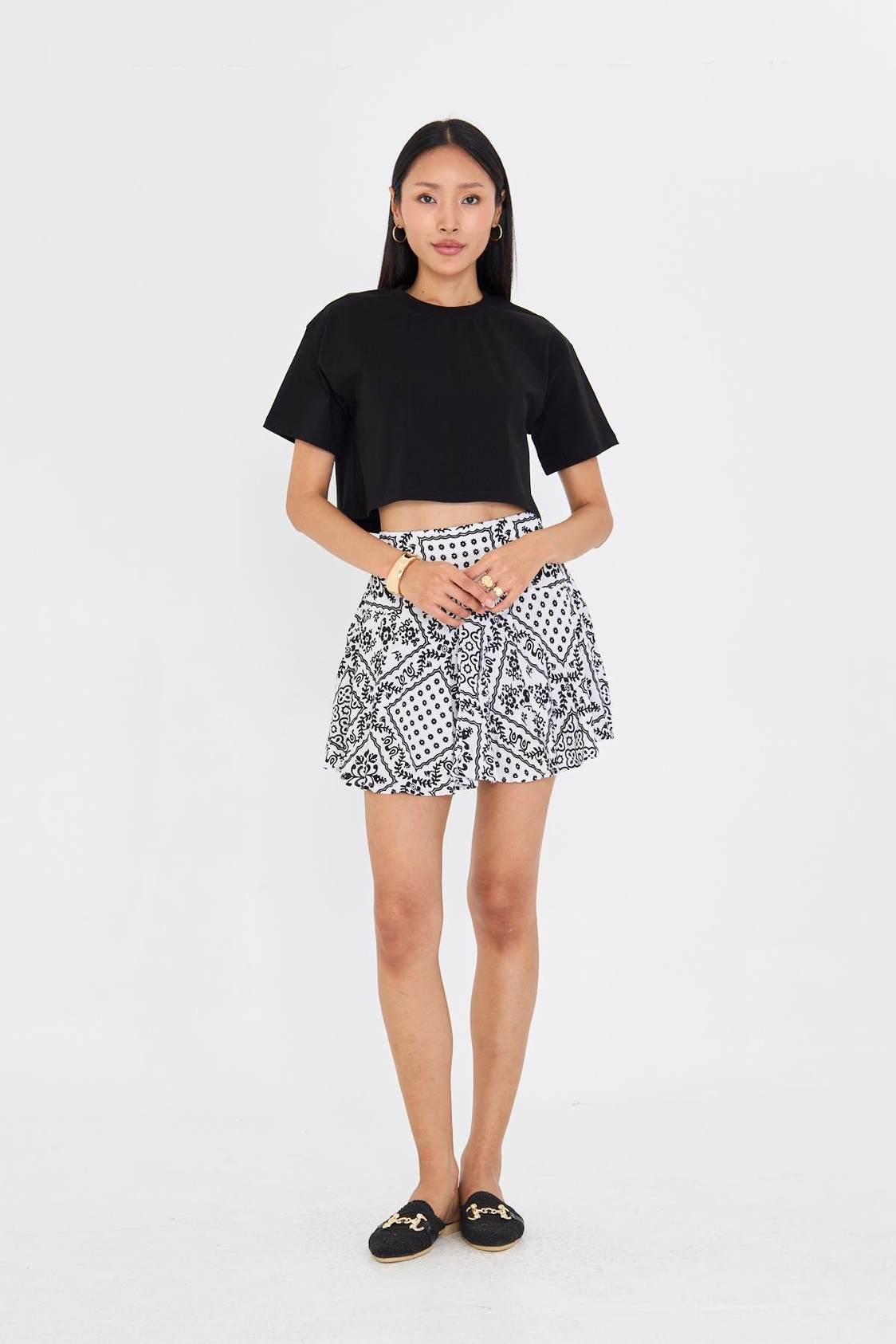 Bisiklet Yaka Crop Tişört