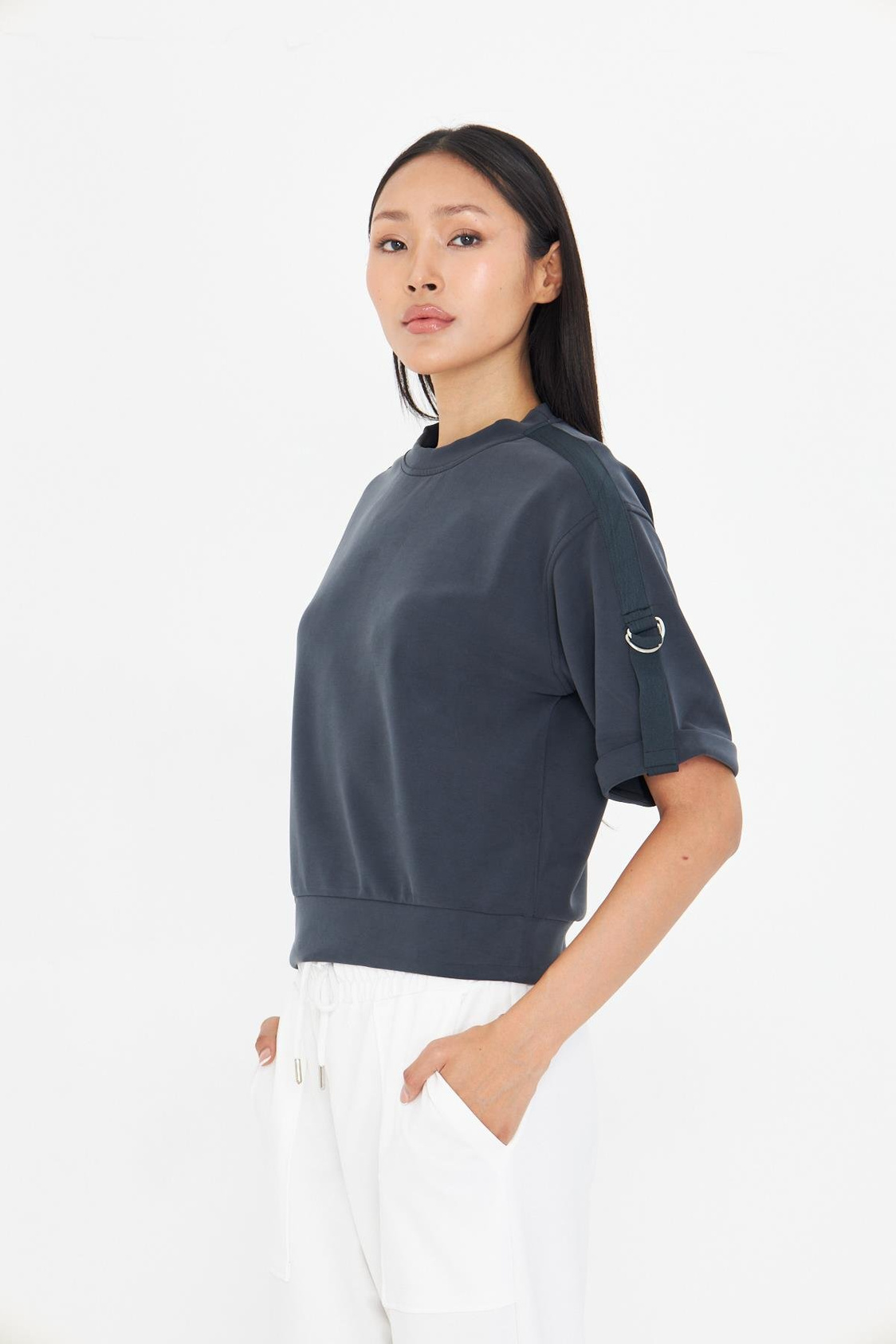 Bisiklet Yaka Duble Kol Modal T-Shirt