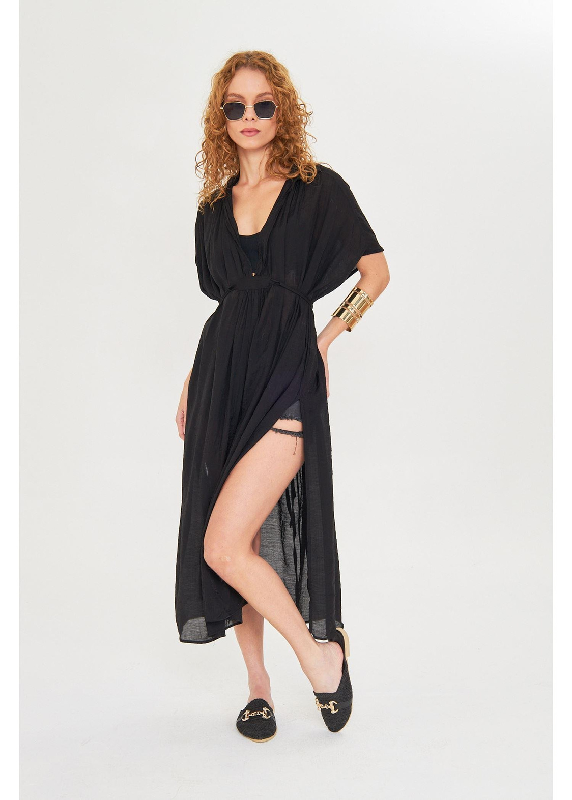 Büzgülü Açık Yaka Kimono