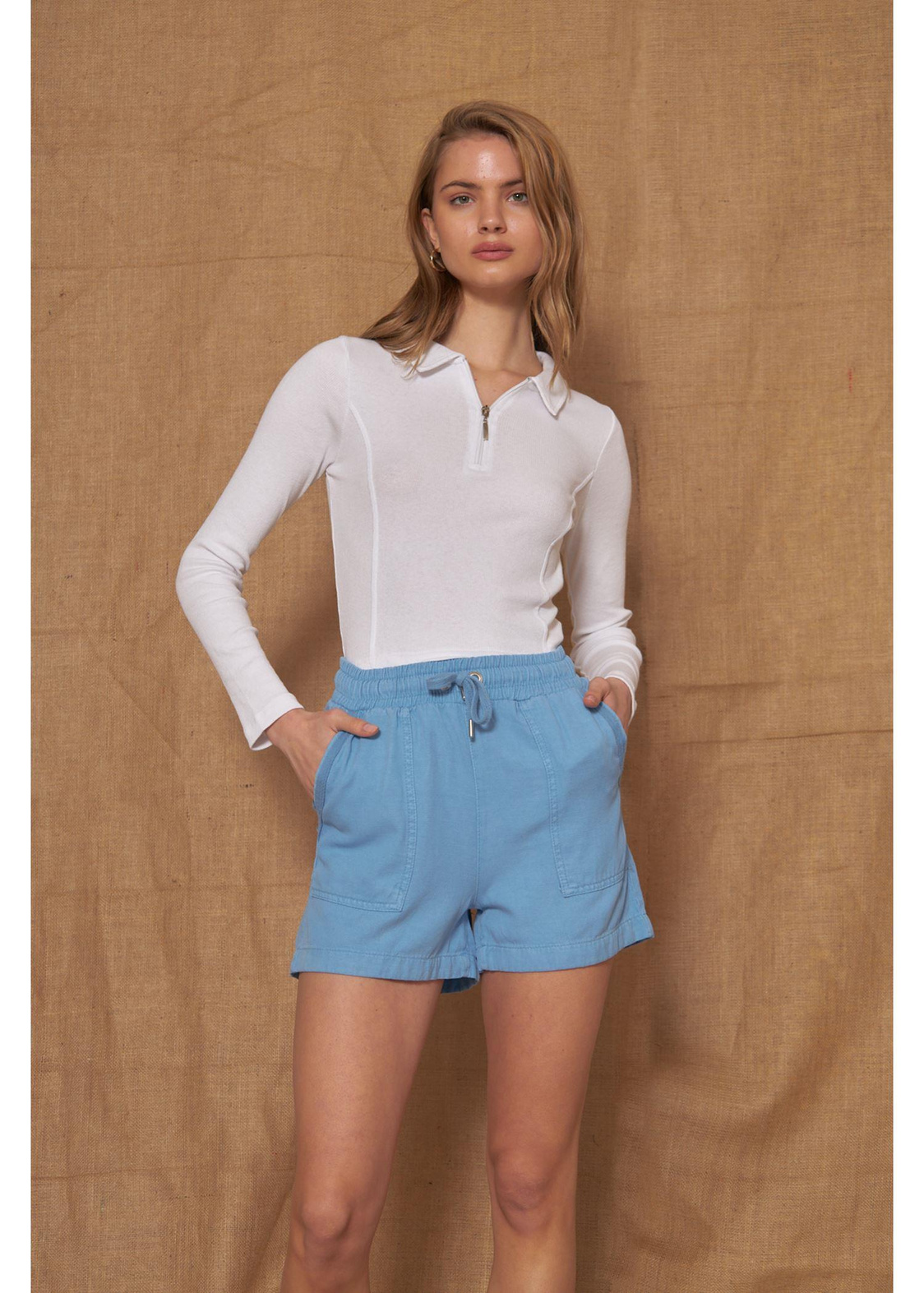 Cepleri Balık Sırtlı Şort-Mavi