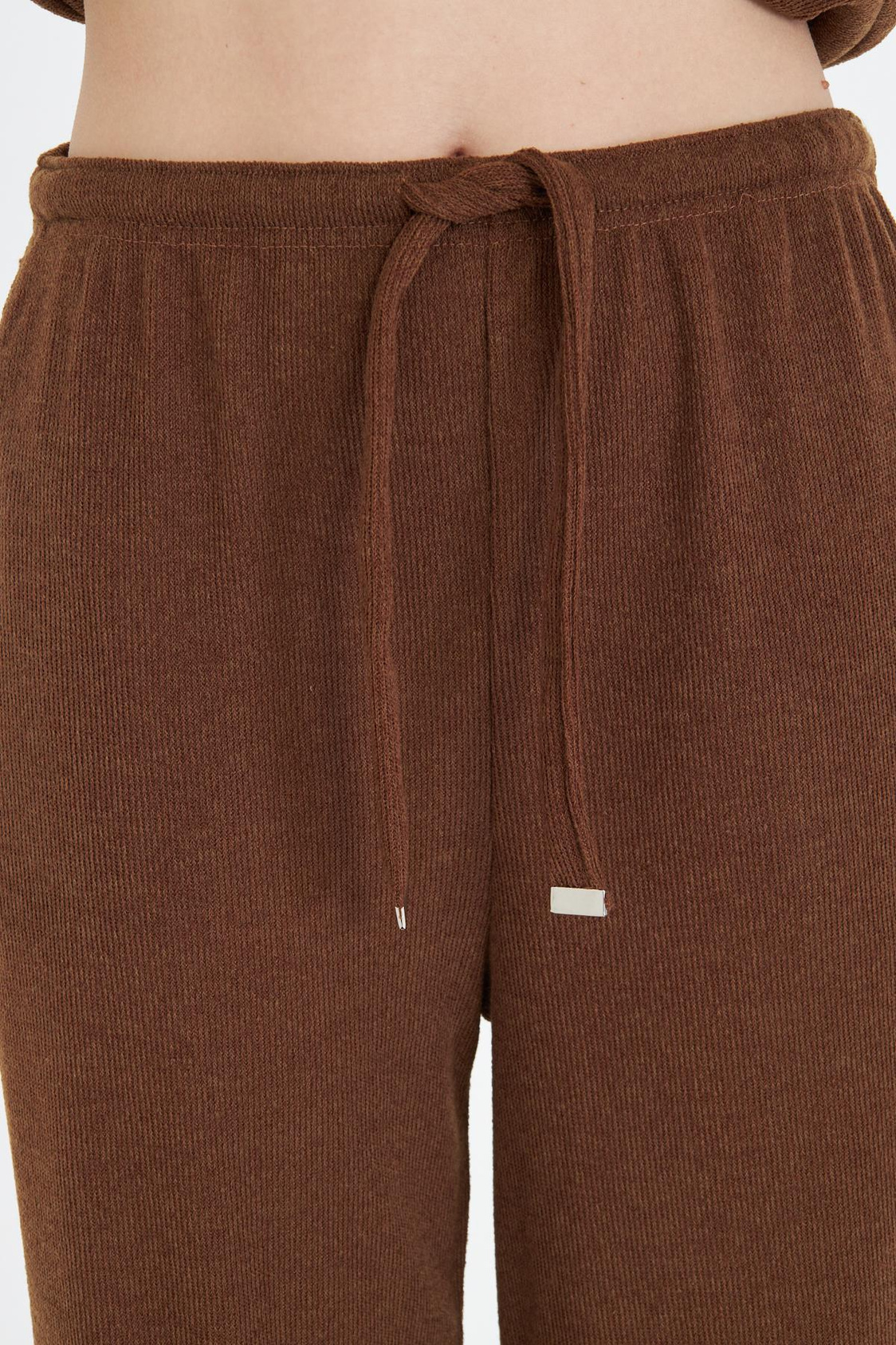 Cepli Lastikli Triko Pantolon - Kahve
