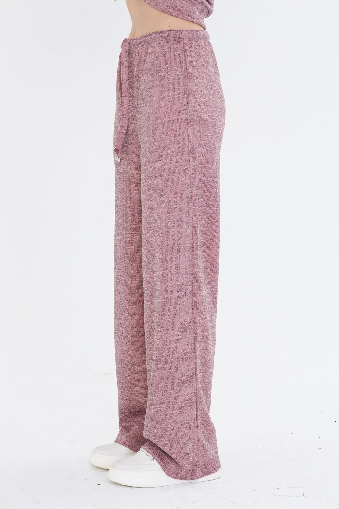 Cepli Lastikli Triko Pantolon - Pudra