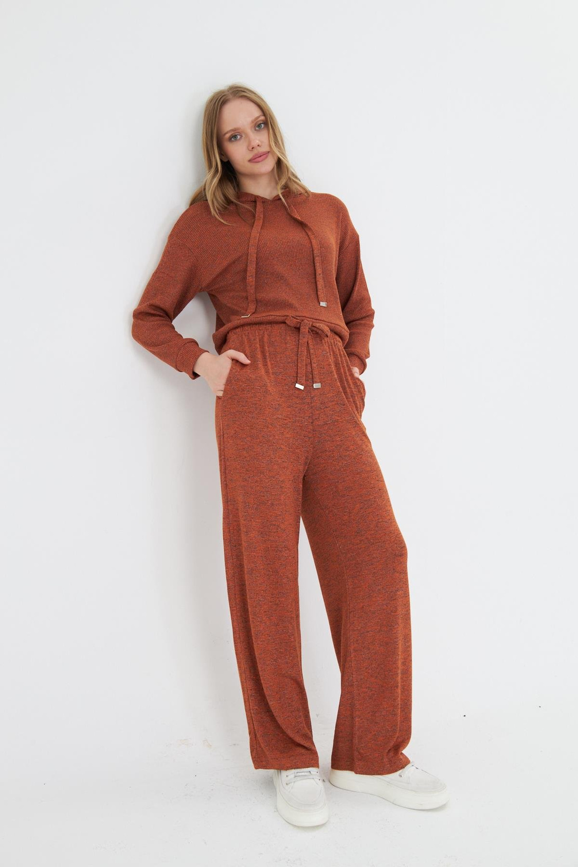 Cepli Lastikli Triko Pantolon - Tarçın