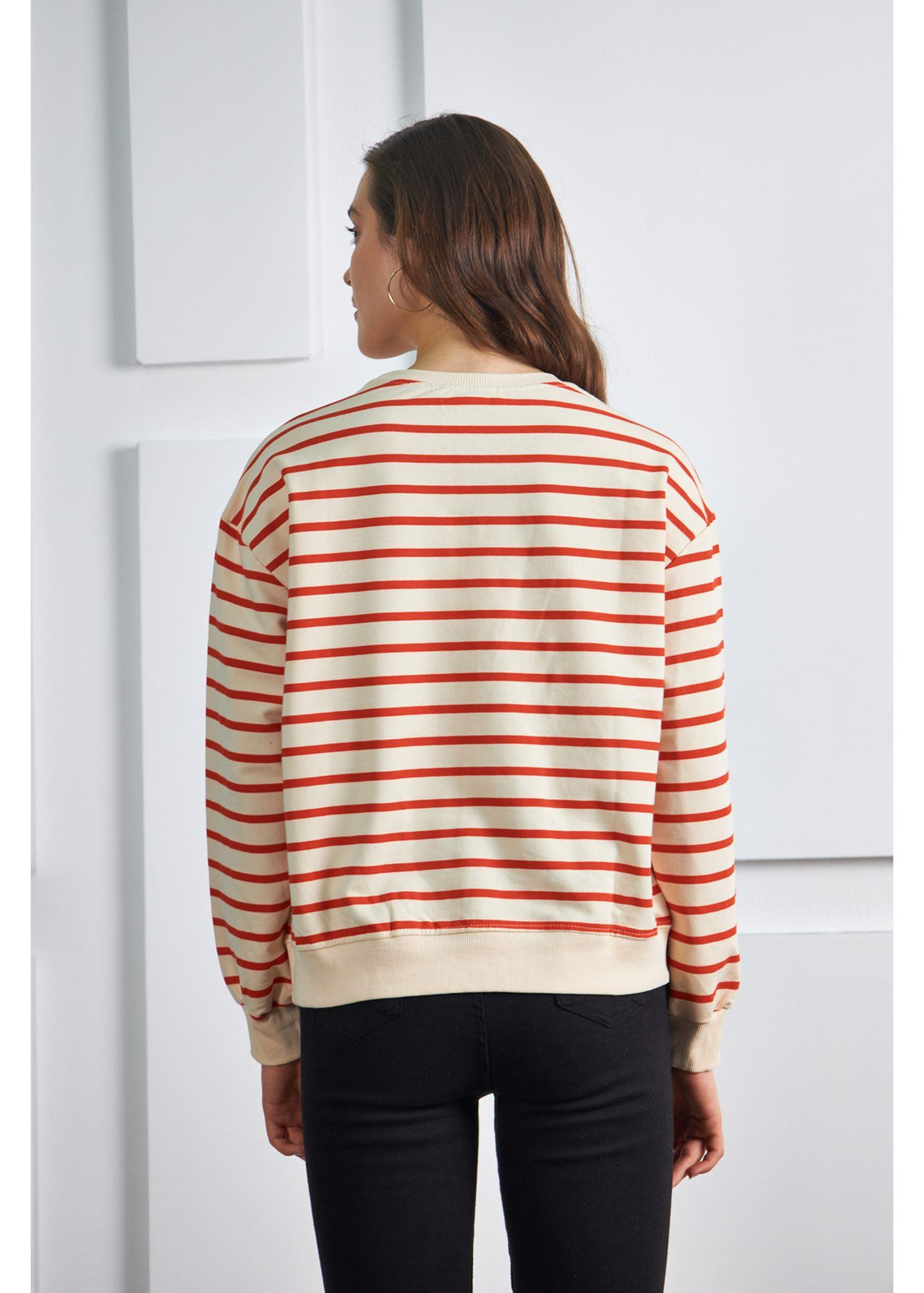Çizgili Basic Sweatshirt