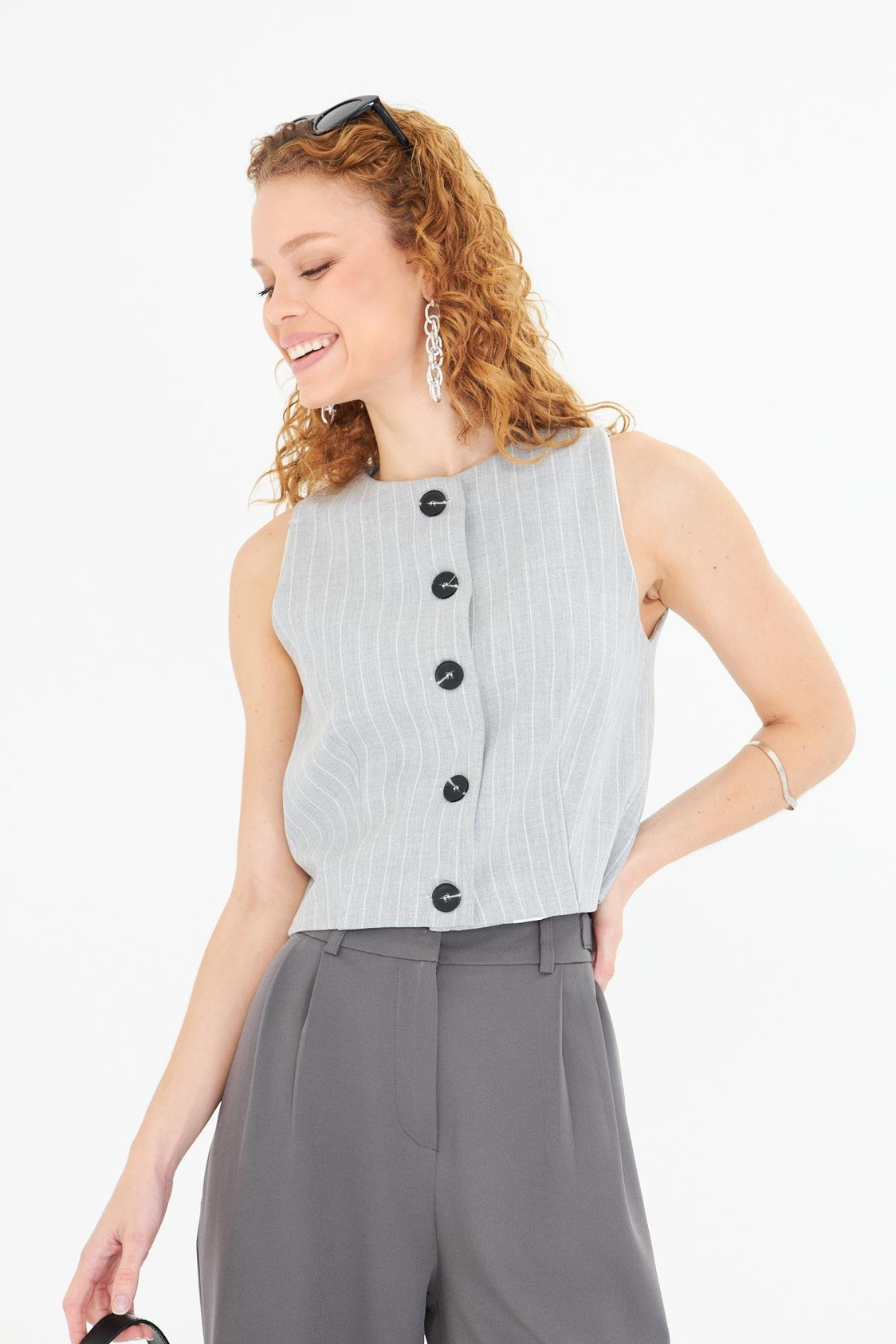 Çizgili Poliviskon Yelek