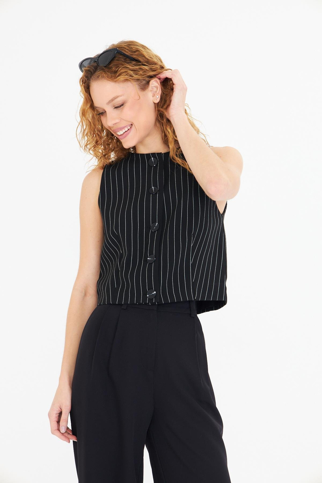 Çizgili Poliviskon Yelek