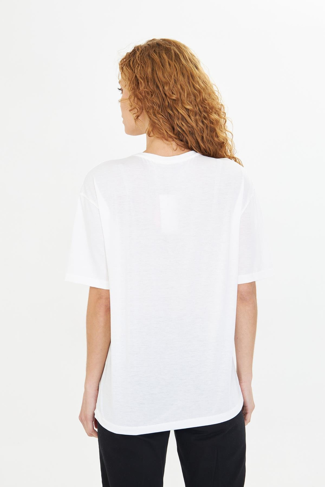 Çoklu Kalp Baskılı Taşlı T-shirt - Ekru/Siyah