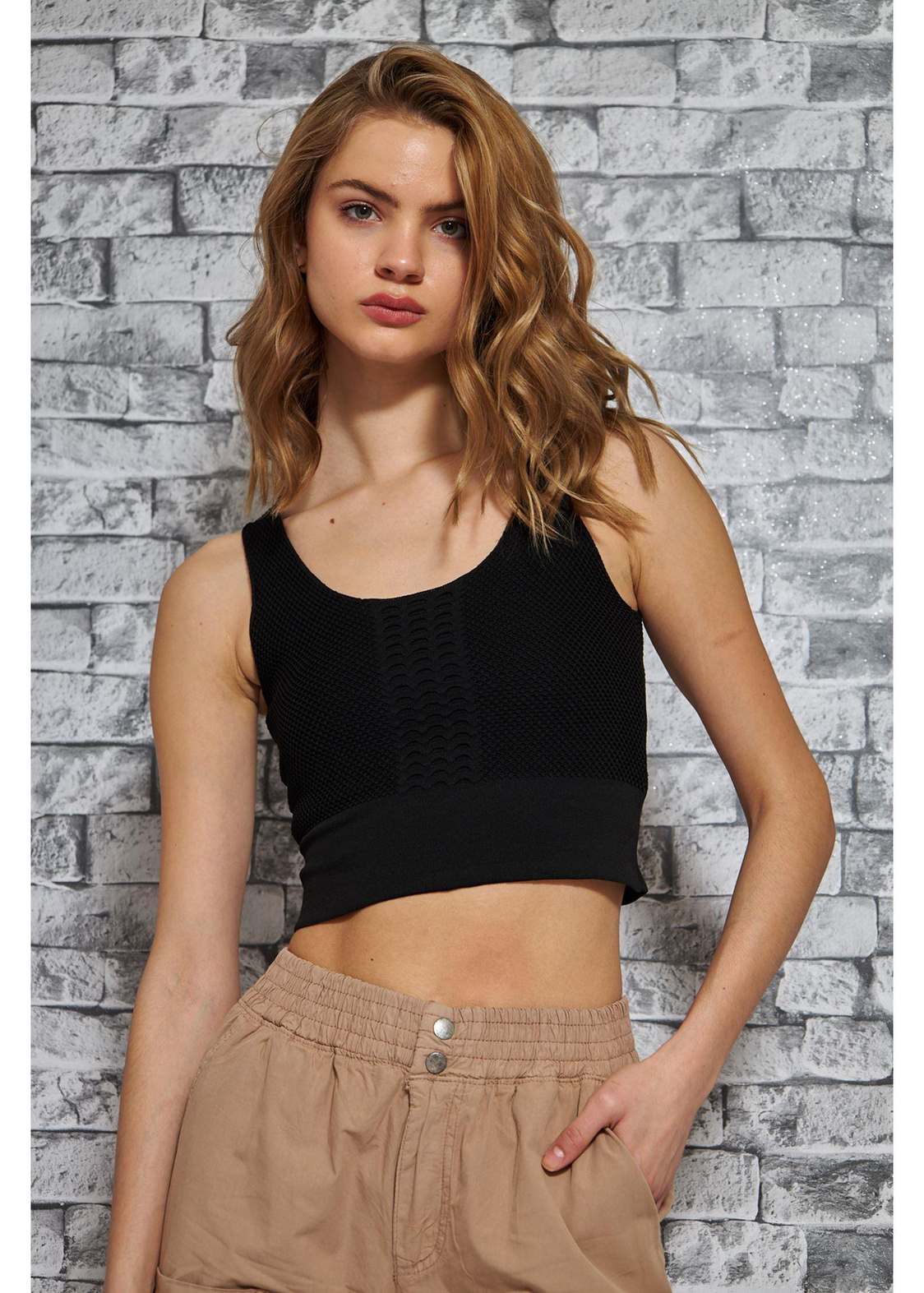 Coleen Crop Top-Siyah