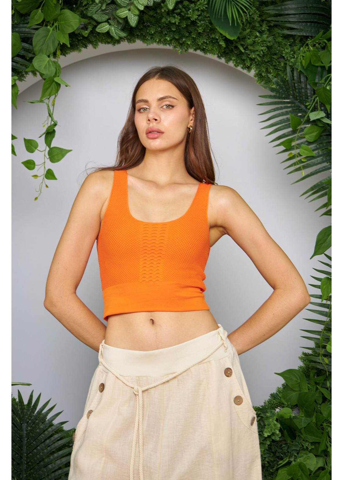 Coleen Crop Top-Turuncu