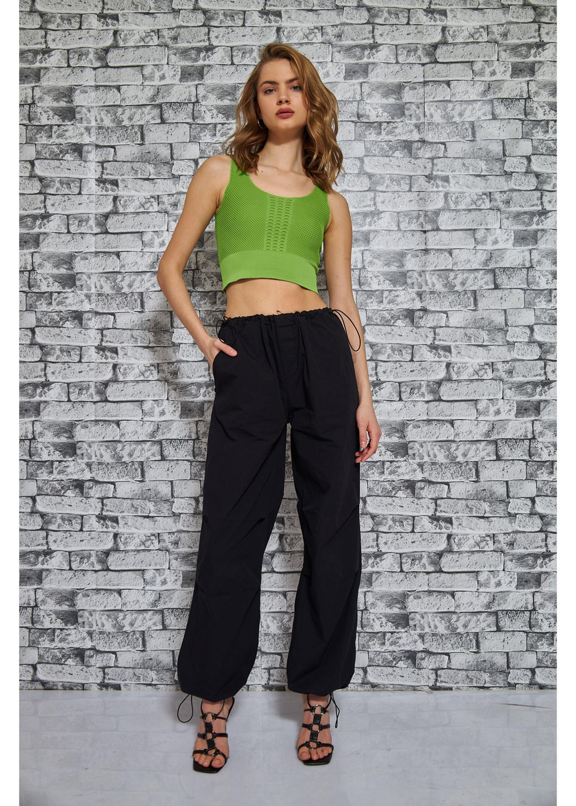 Coleen Crop Top-Yeşil