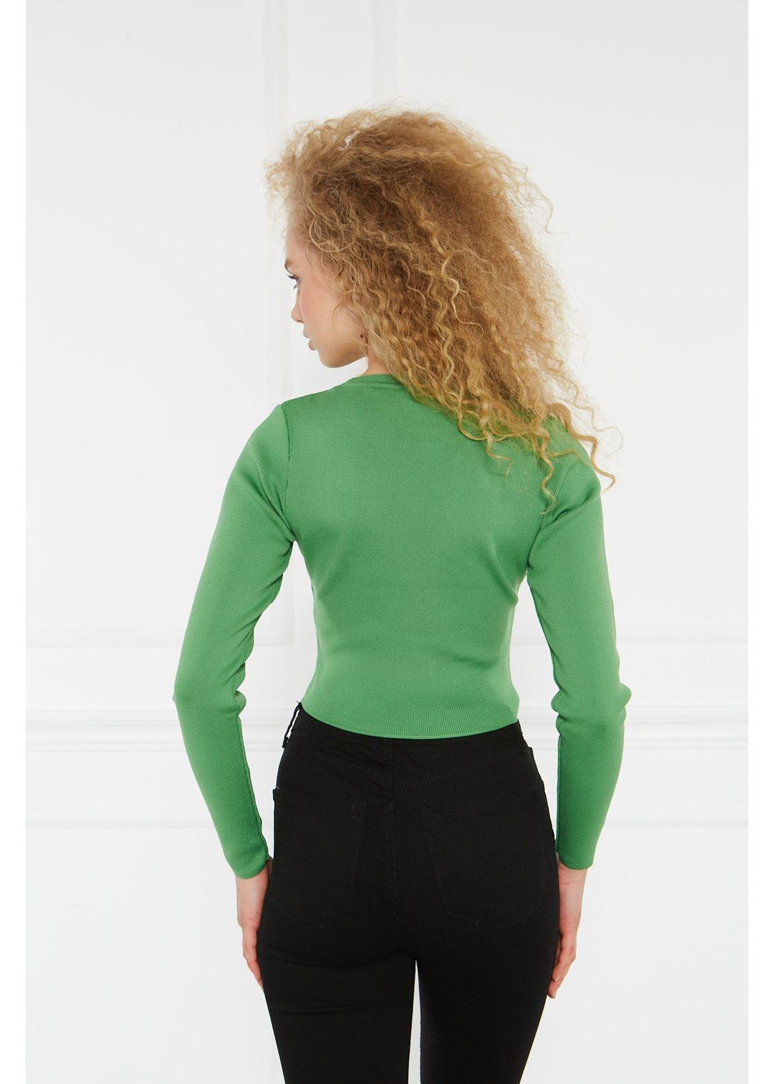 Crop Triko Bluz-Yeşil