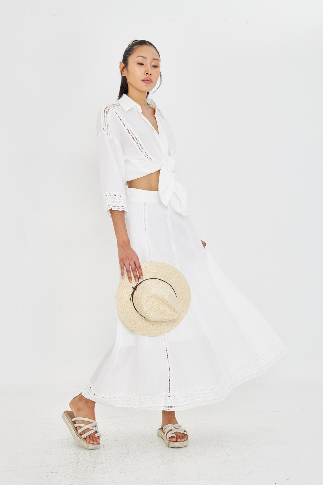 Dantel Detaylı Uzun Etek