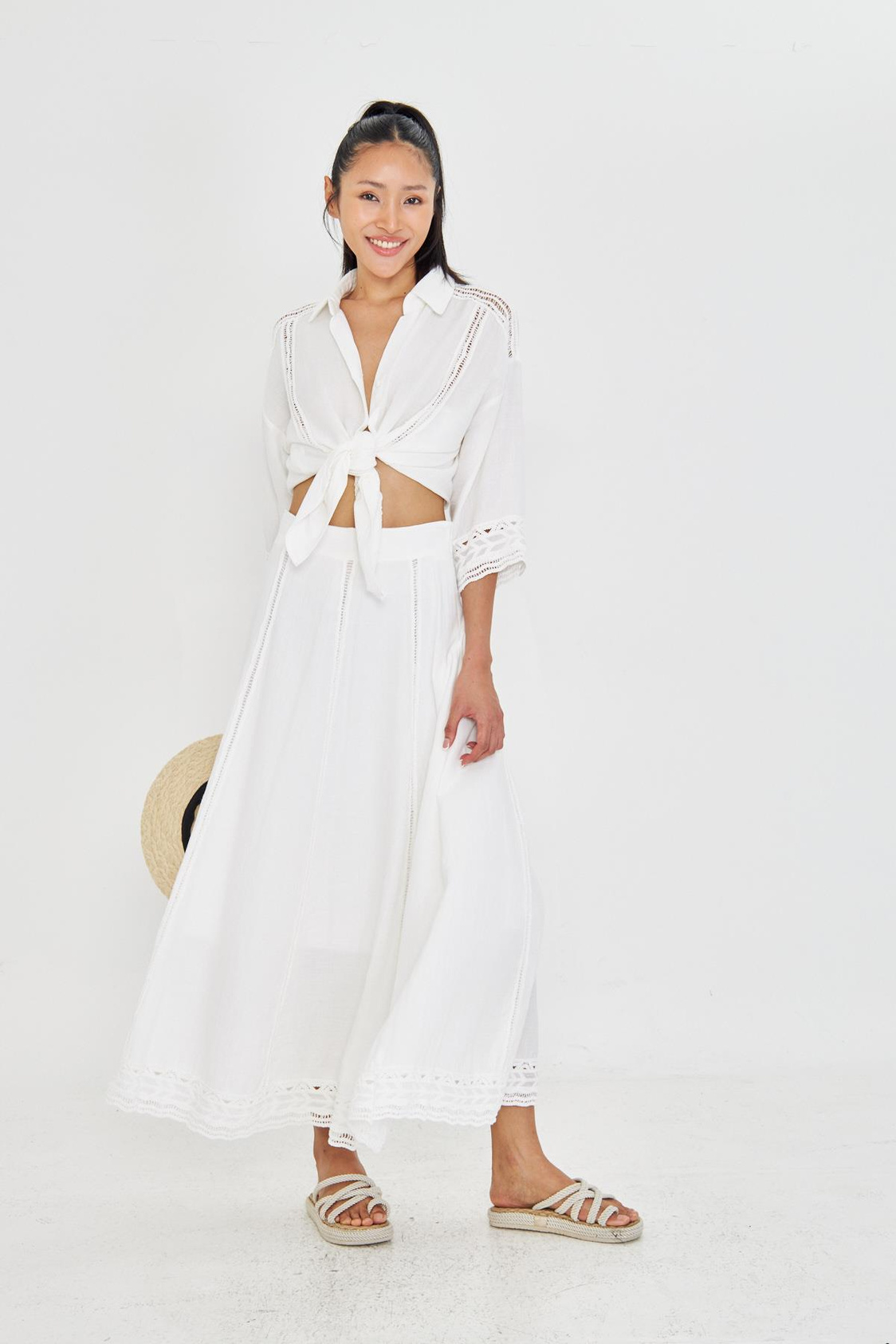 Dantel Detaylı Uzun Etek