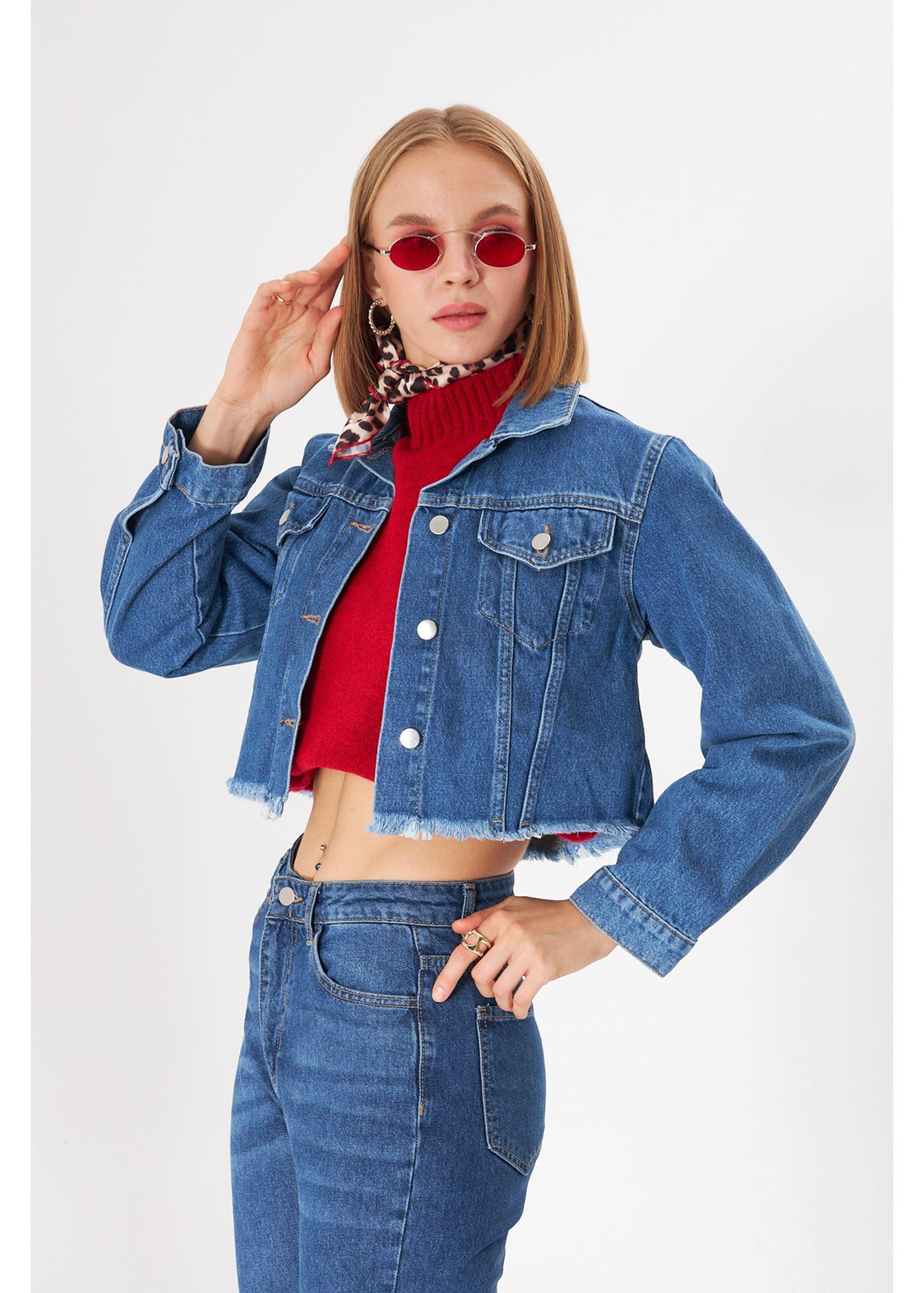 Denim Crop Ceket
