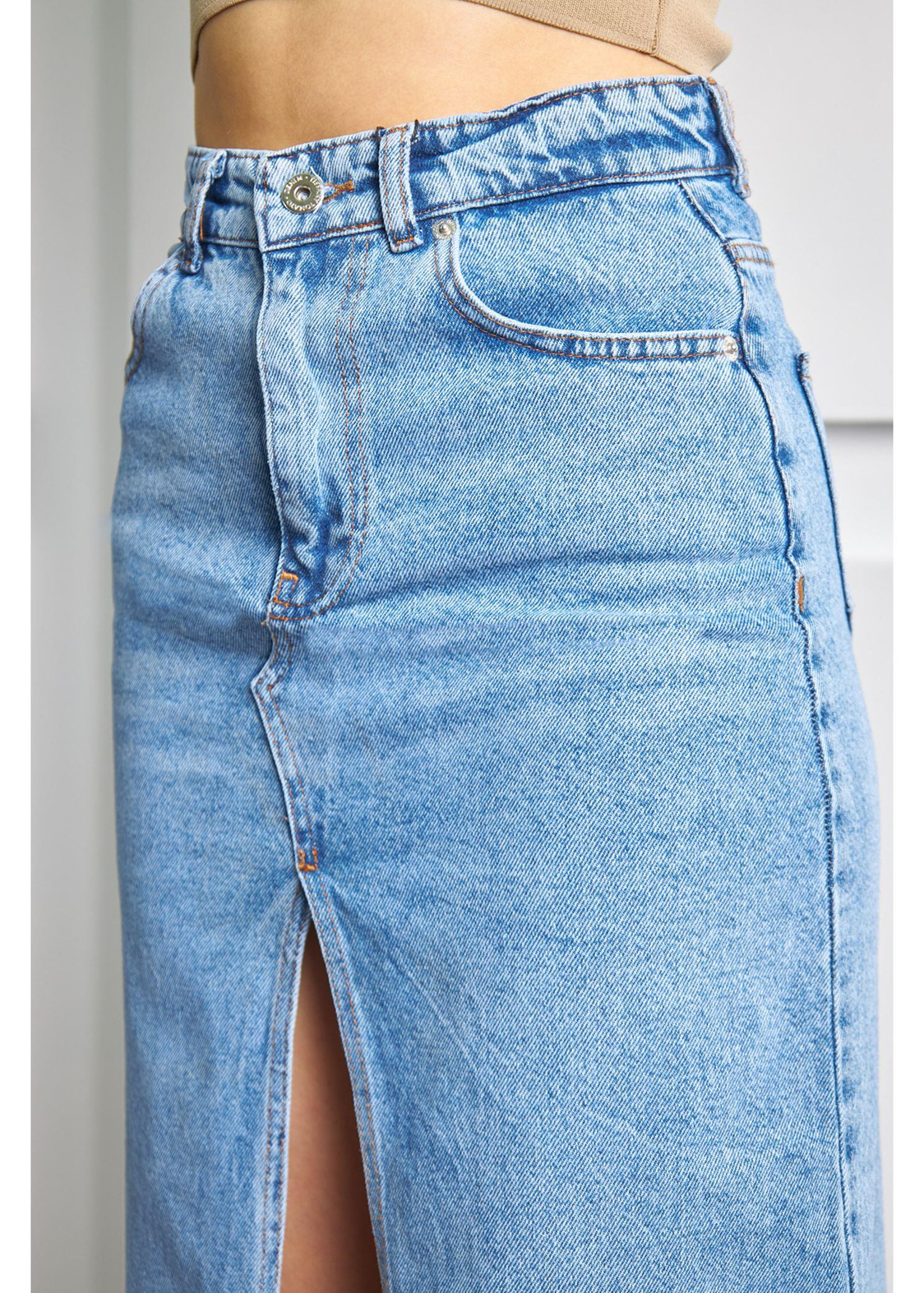 Denim Viral Etek-Mavi