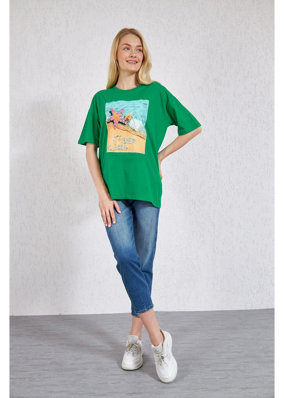 Deniz Baskılı Süprem T-Shirt-Yeşil