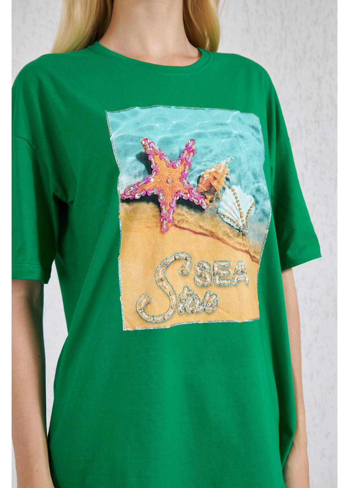 Deniz Baskılı Süprem T-Shirt-Yeşil
