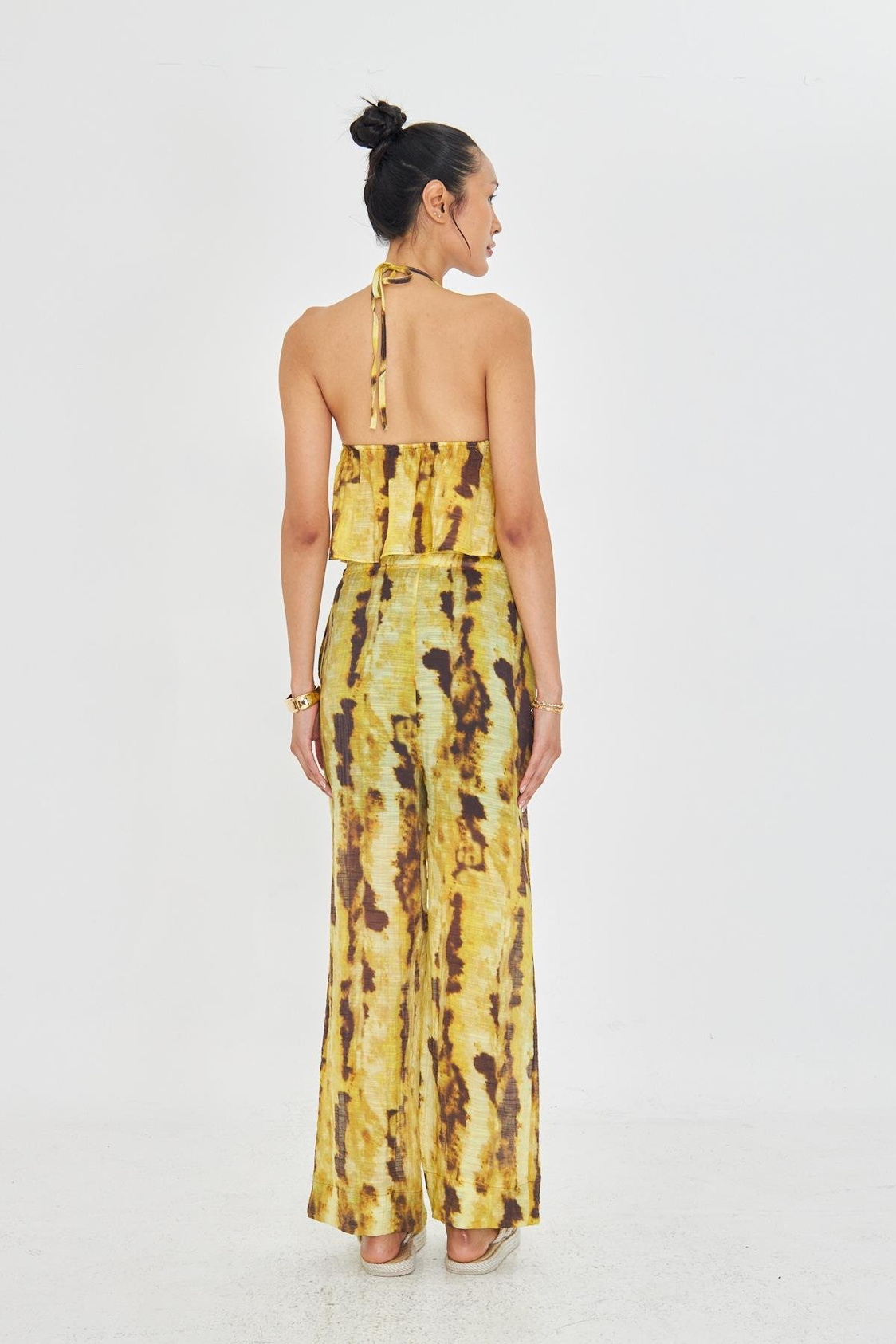 Desenli Bol Paça Pantolon