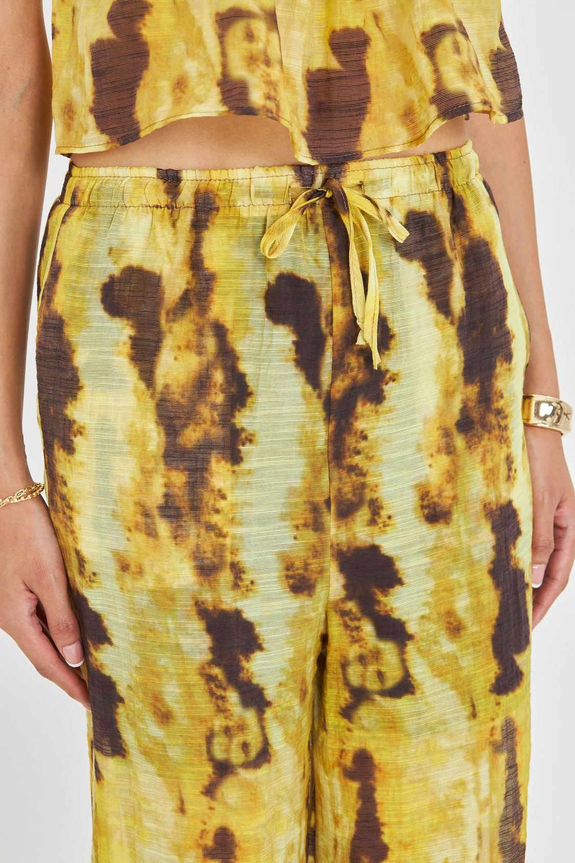 Desenli Bol Paça Pantolon