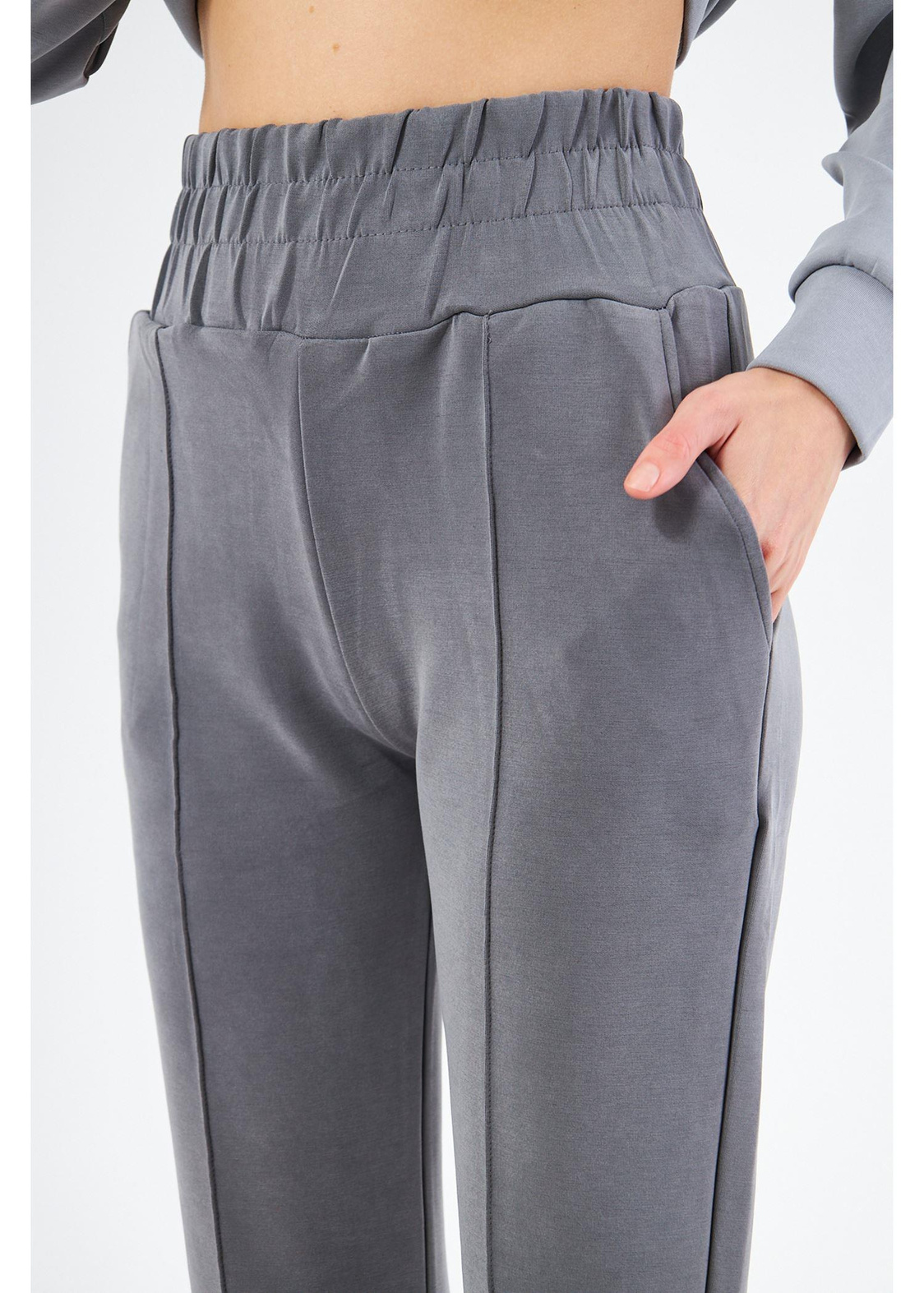 Düz Paça Dalgıç Pantolon-Füme