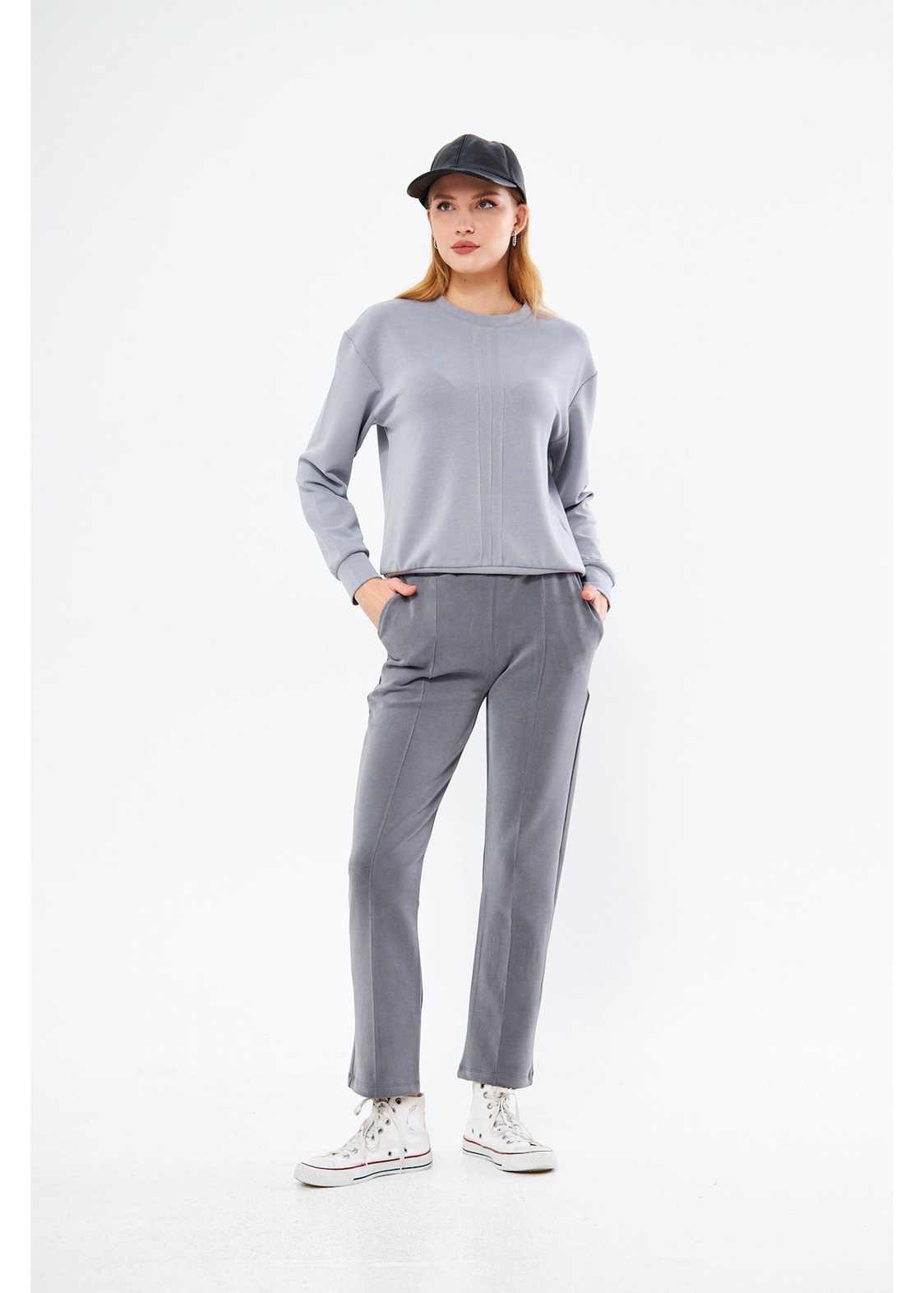 Düz Paça Dalgıç Pantolon-Füme