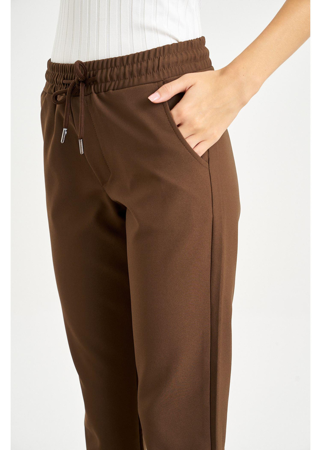 Elastik Mom Fit Pantolon-Kahve