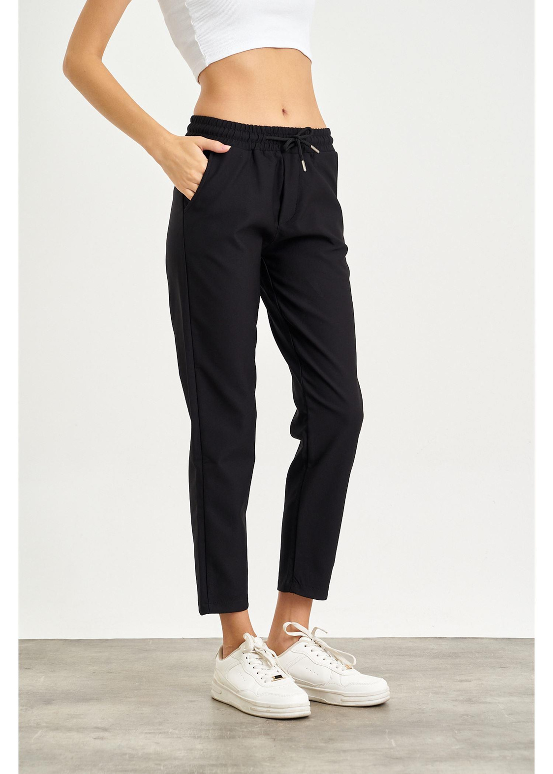 Elastik Mom Fit Pantolon-Siyah