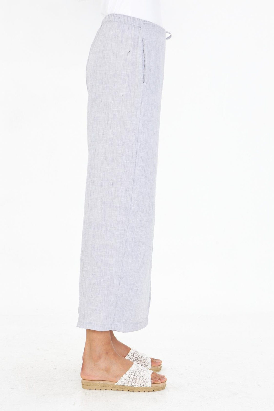 Etek Detaylı Keten Görünümlü Pantolon