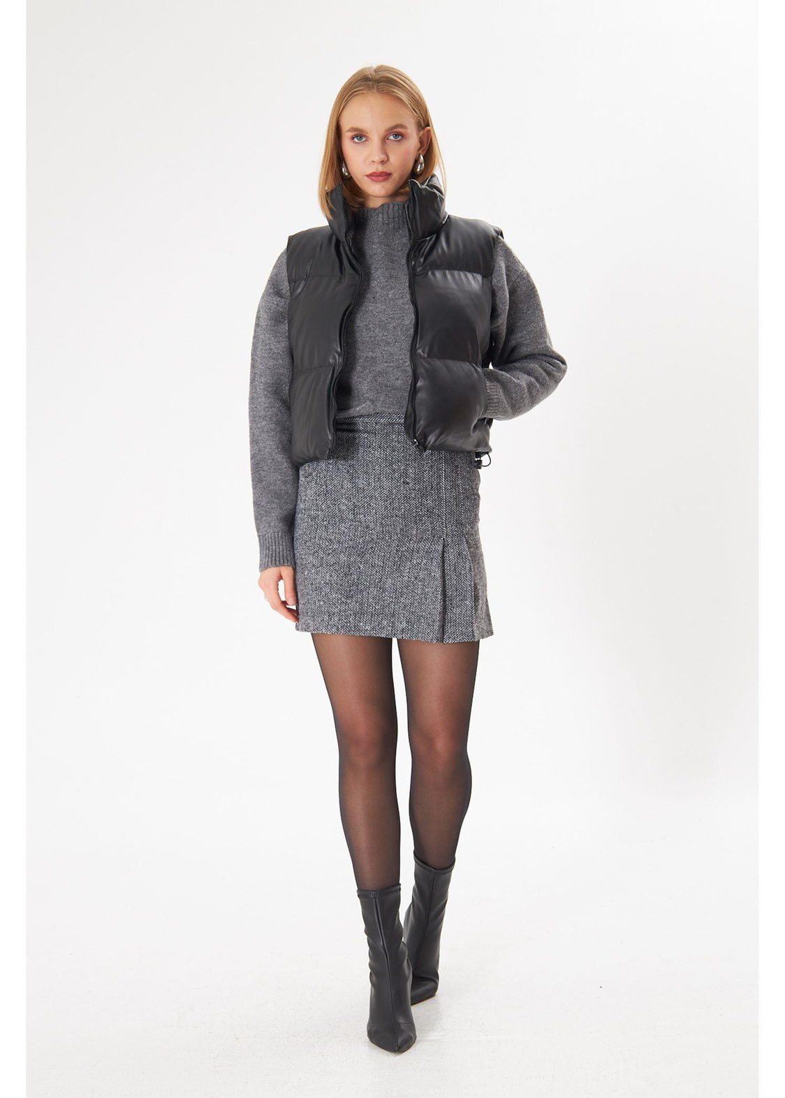 Fermuarlı Deri Yelek