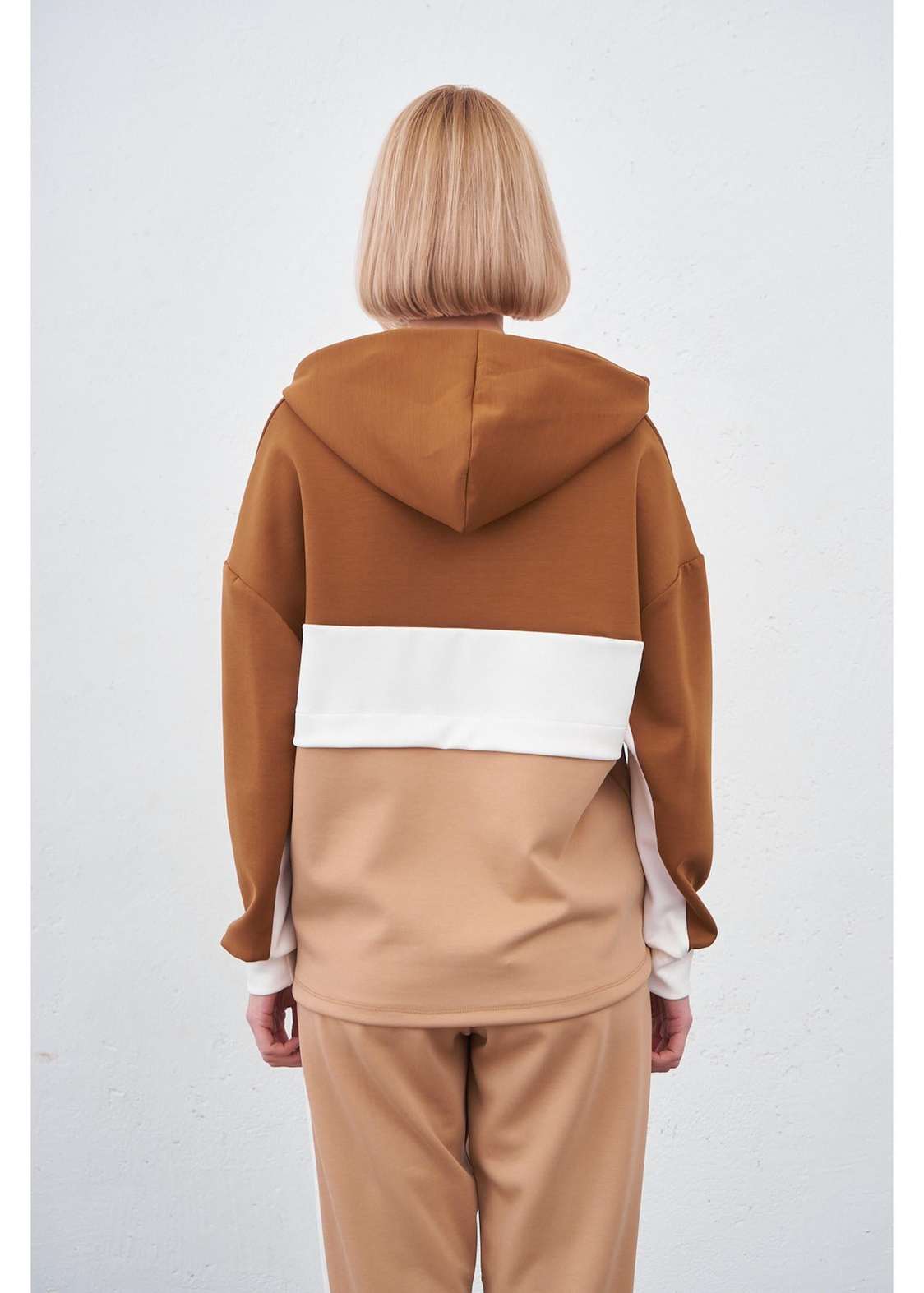 Fermuarlı Scuba Sweatshirt-Kahve