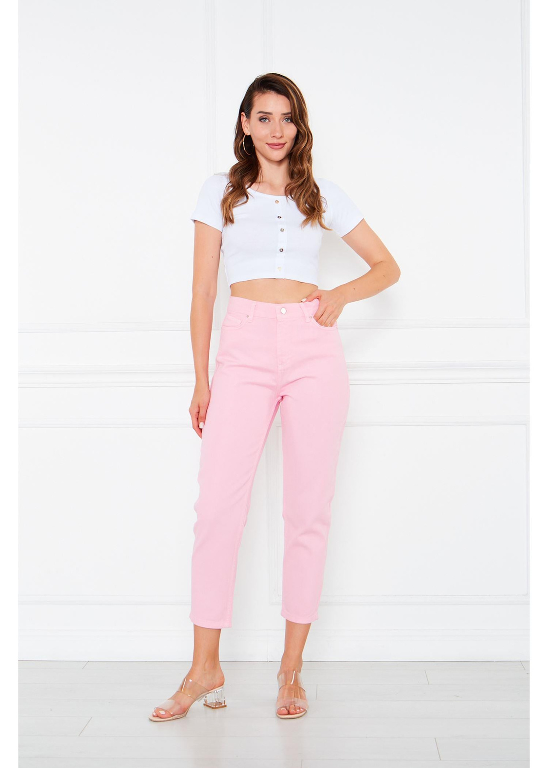 Gabardin Pantolon-Pembe