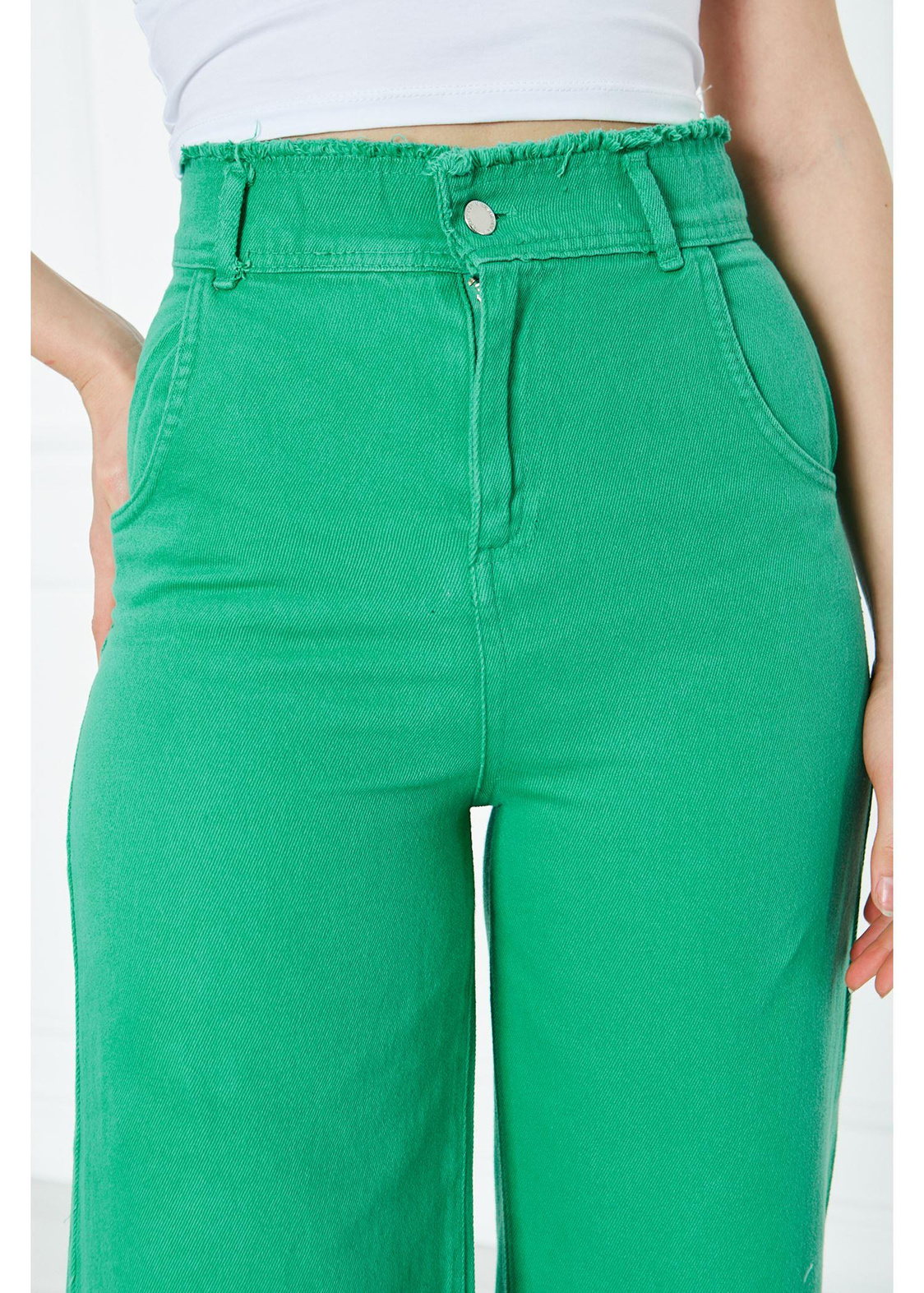 Gabardin Püsküllü Pantolon-Yeşil