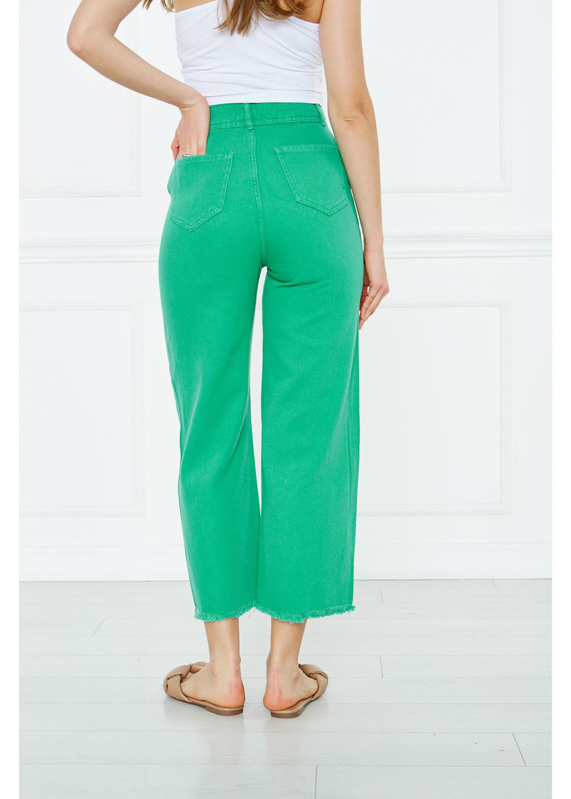 Gabardin Püsküllü Pantolon-Yeşil
