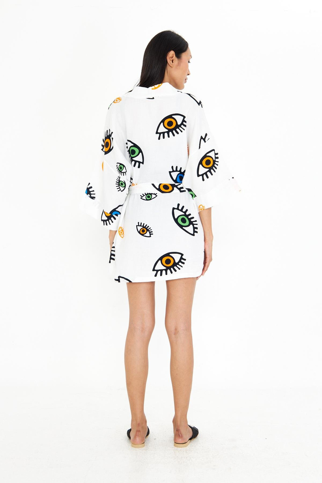 Göz Baskılı Kısa Müslin Kimono